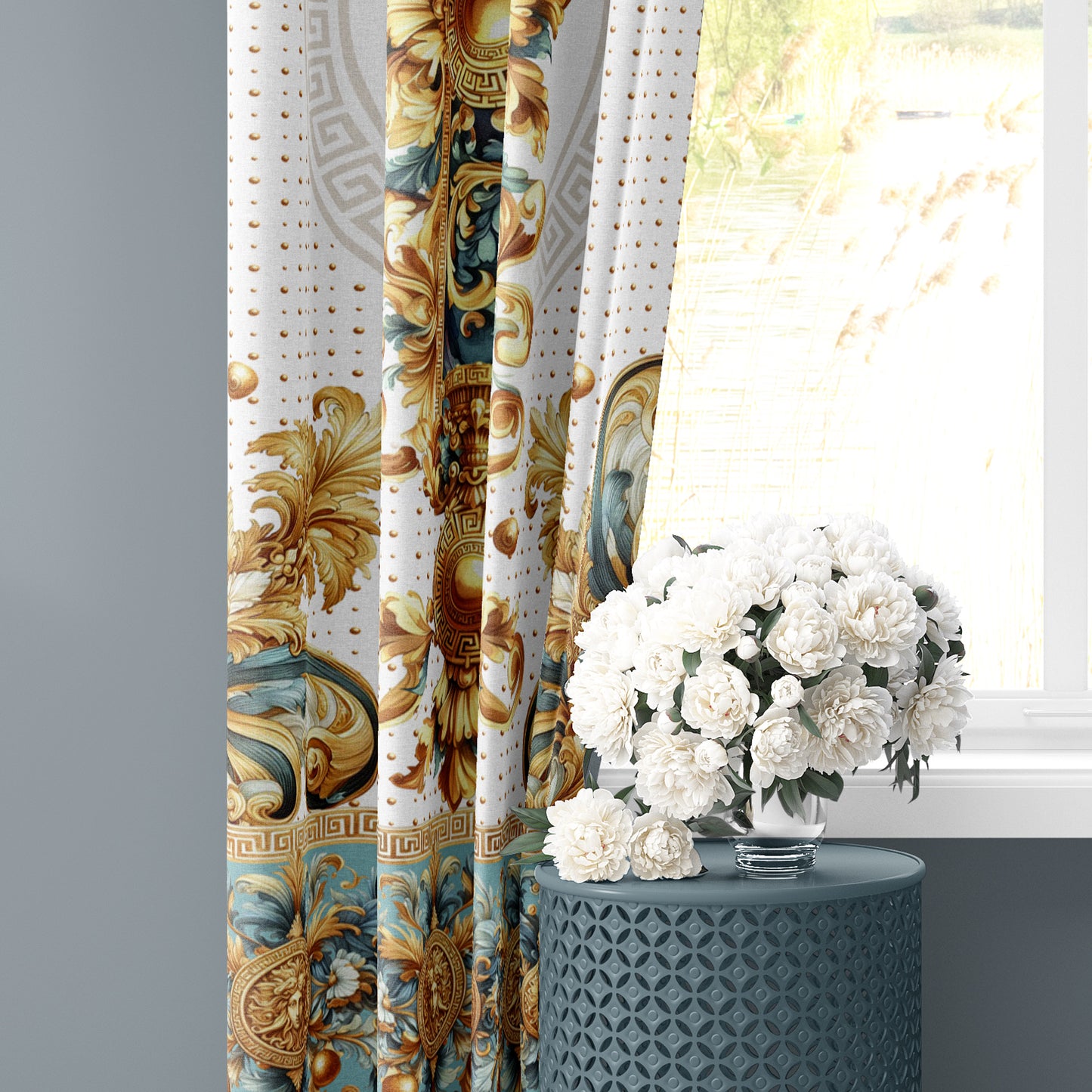 Cortinas SET 2 PIEZAS "Jili" • 20% | 50% | 80% de apagón • conjunto romántico de diseño marino