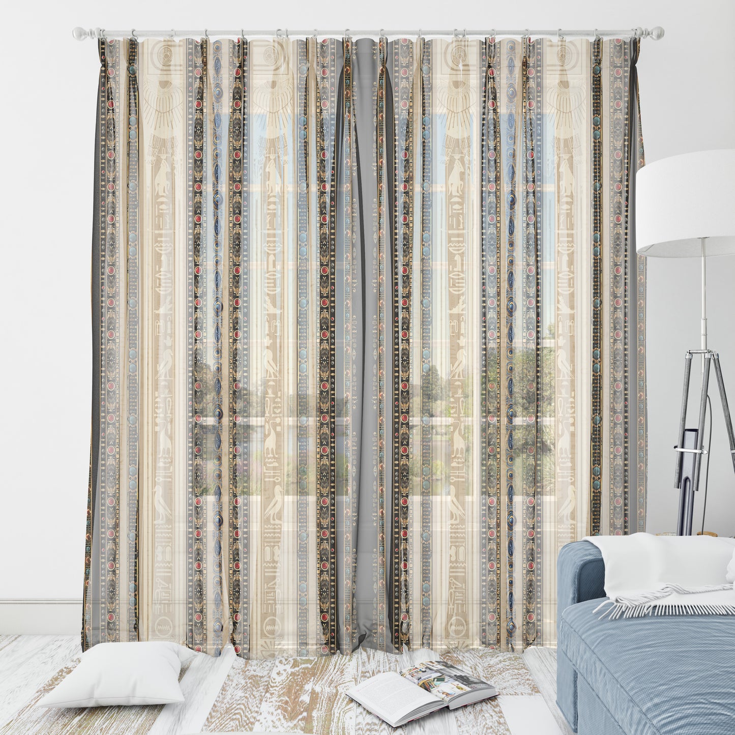 Cortinas SET 2 PIEZAS "Jili" • 20% | 50% | 80% de apagón • conjunto romántico de diseño marino