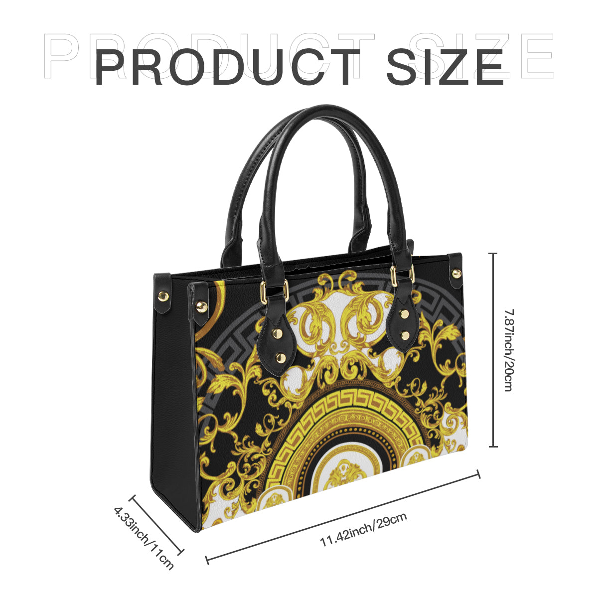 Bolso de mano para mujer con diseño barroco, pintura artística original, tejido de piel sintética