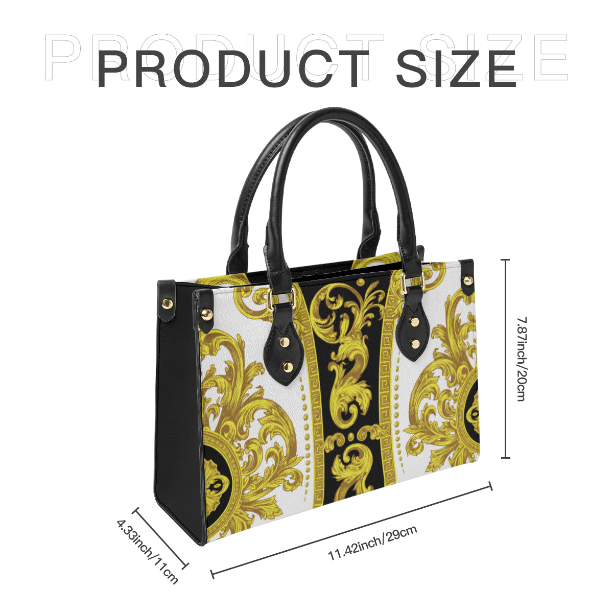 Bolso de mano para mujer con diseño barroco, pintura artística original, tejido de piel sintética