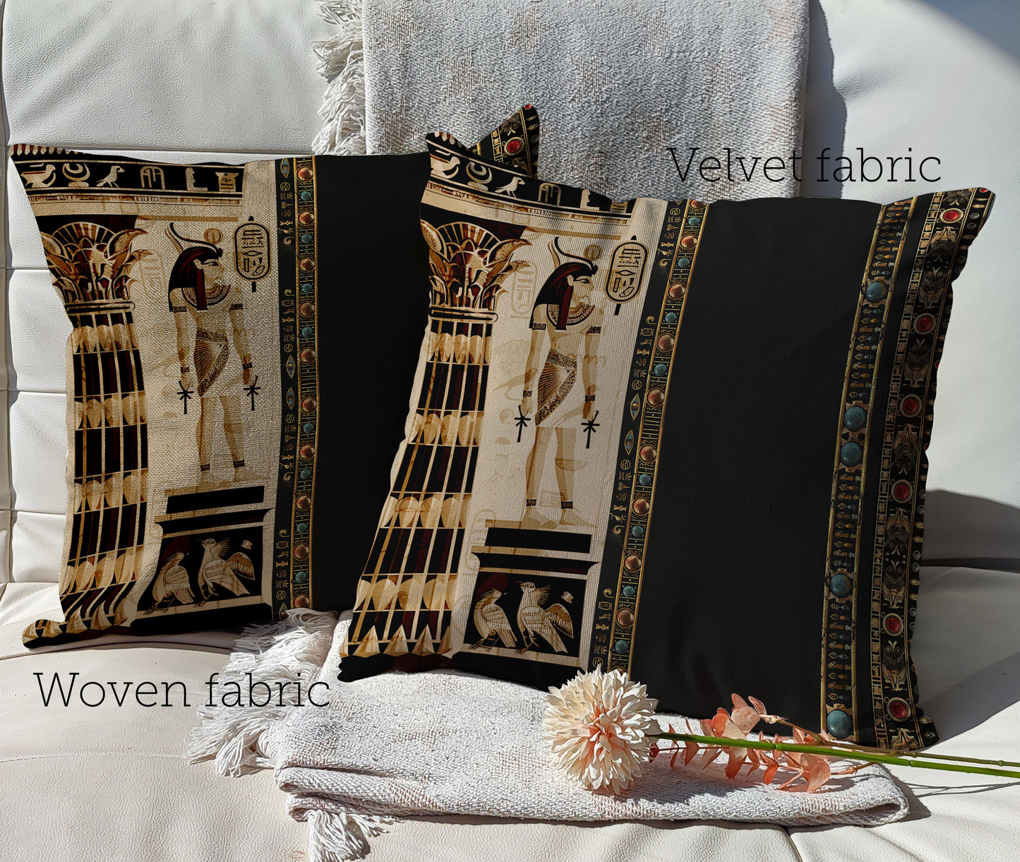 Juego de fundas de cojín "Apolo" • Art Gift • fundas de almohada con diseño original de estilo egipcio • diferentes tamaños