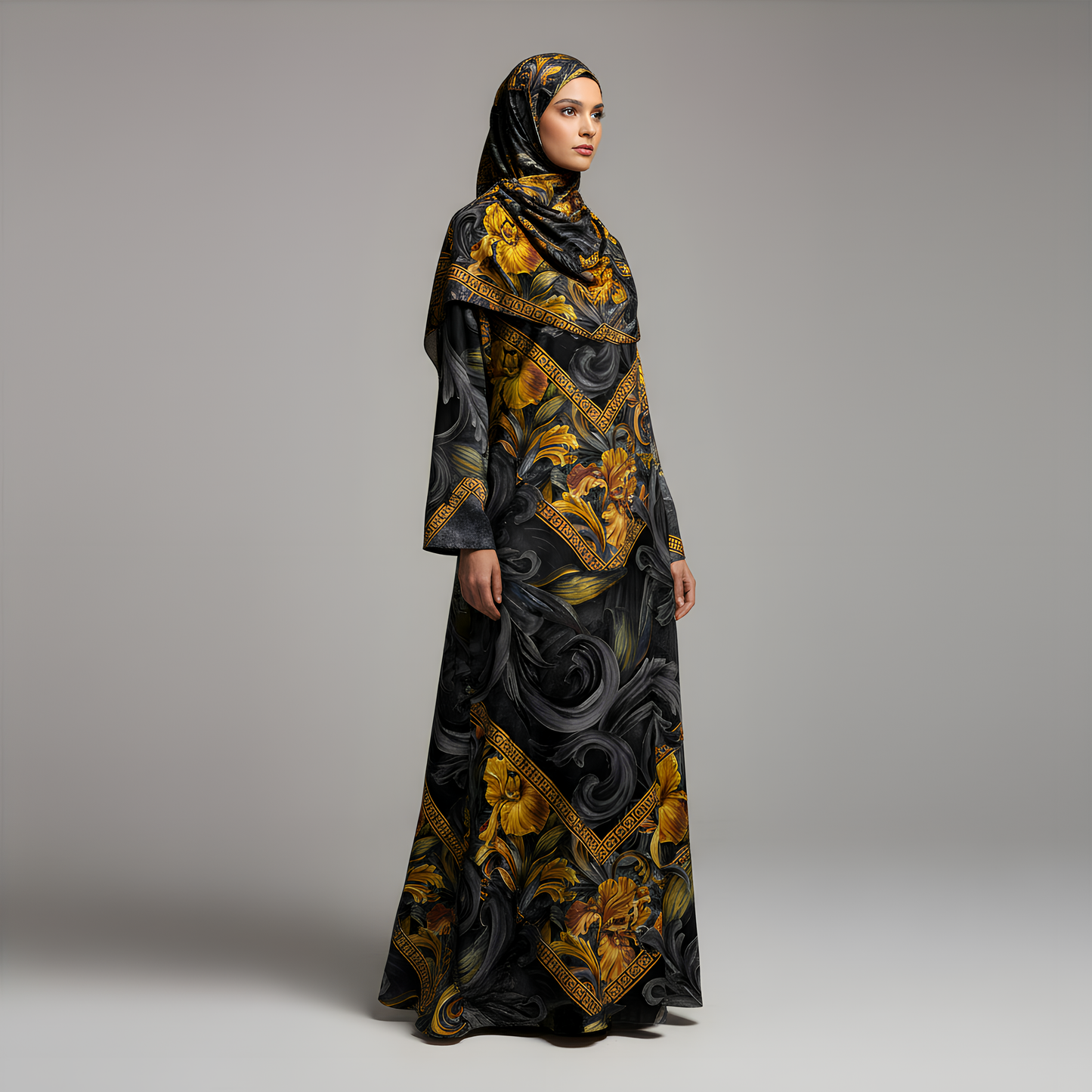 Golden Iris Geomuse — Luxury Seamless Pattern for Wallpaper, Textile & Apparel | Hand-painted Premium Design