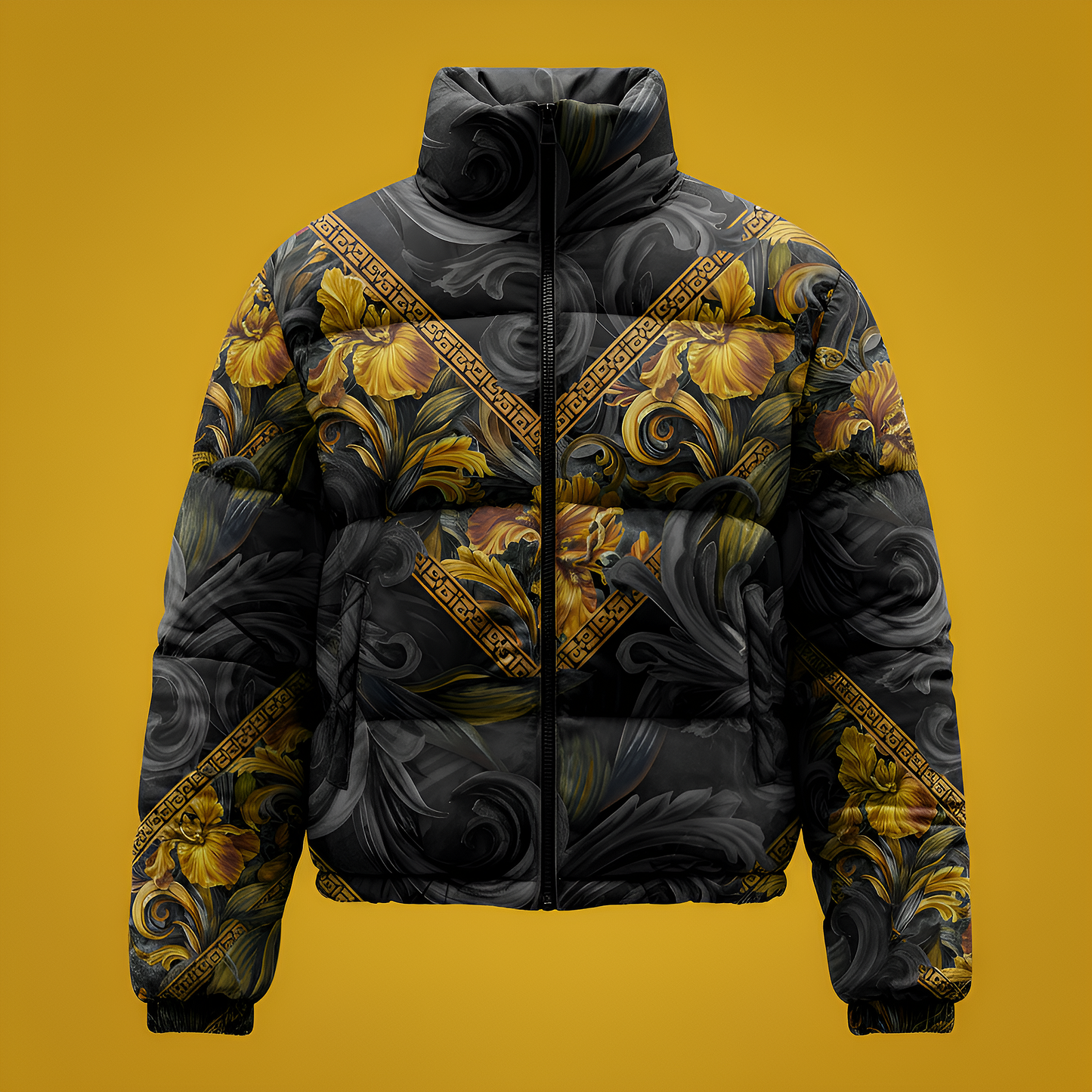 Golden Iris Geomuse — Luxury Seamless Pattern for Wallpaper, Textile & Apparel | Hand-painted Premium Design