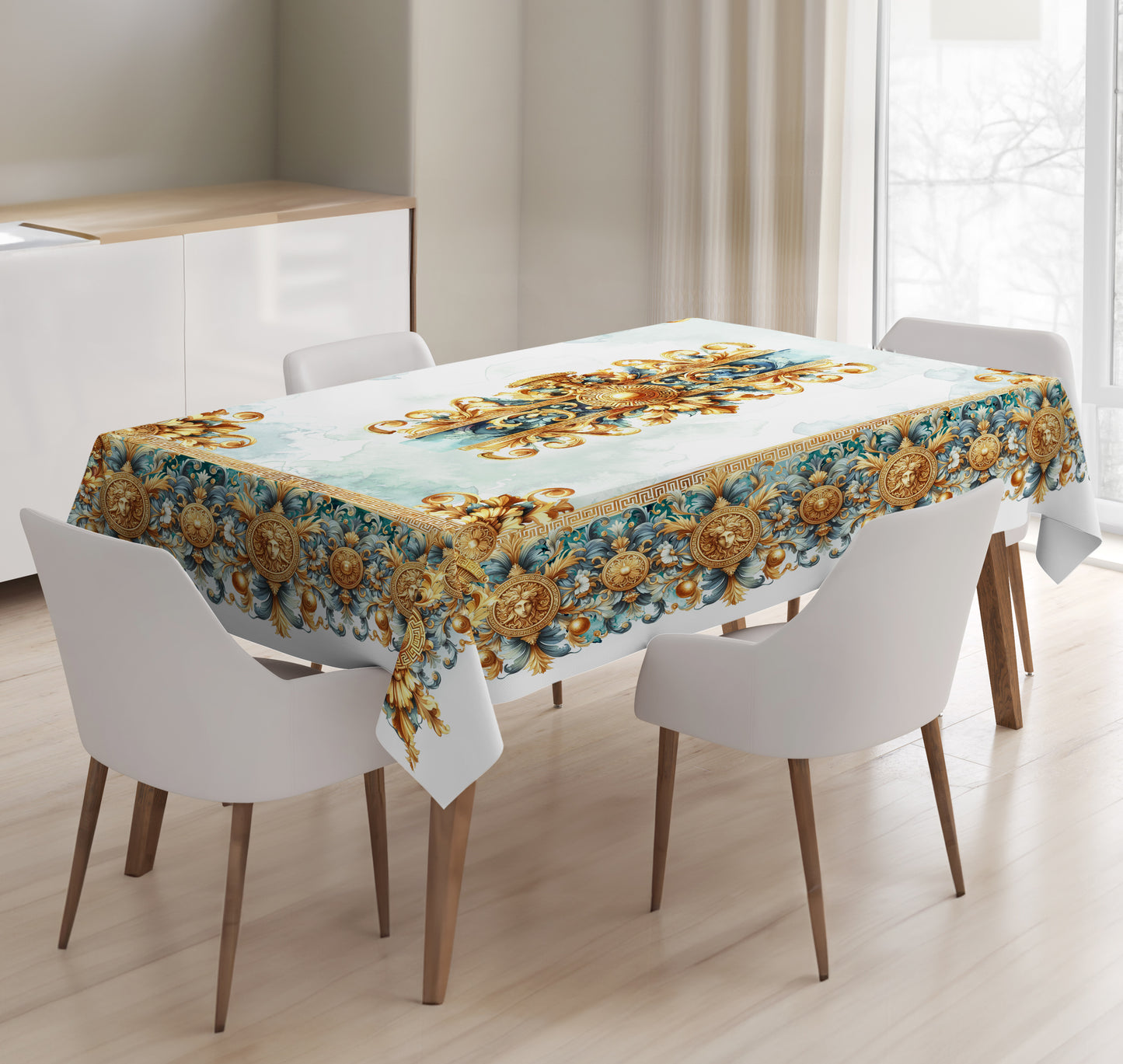 Tablecloth Baroque-paint Exclusive customized style design "Aliblue" • Your logo • polyester • 100% cotton • faux silk
