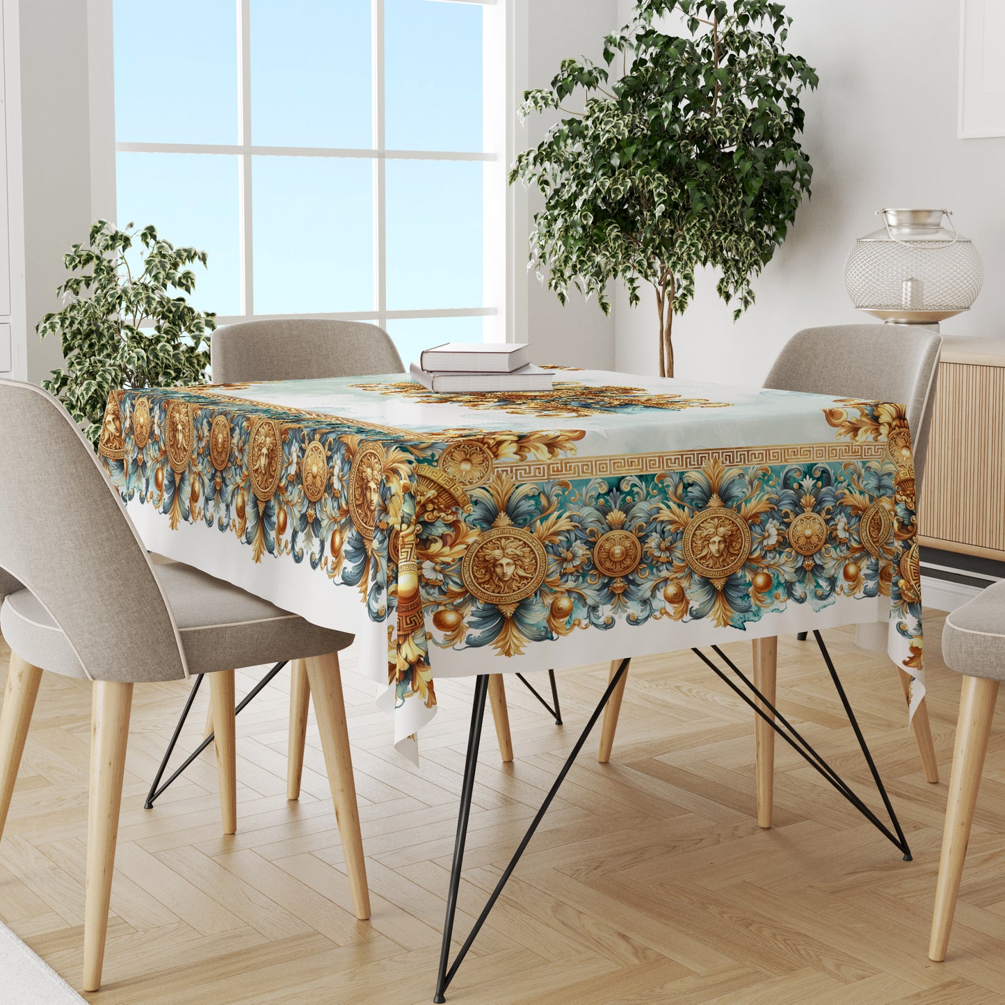 Tablecloth Baroque-paint Exclusive customized style design "Aliblue" • Your logo • polyester • 100% cotton • faux silk