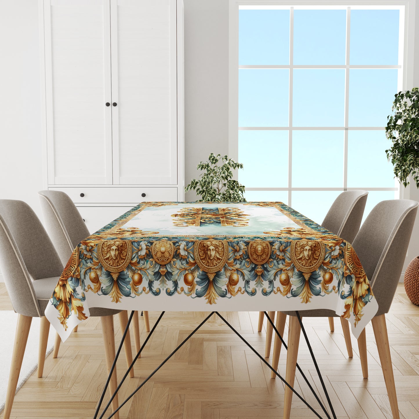 Tablecloth Baroque-paint Exclusive customized style design "Aliblue" • Your logo • polyester • 100% cotton • faux silk