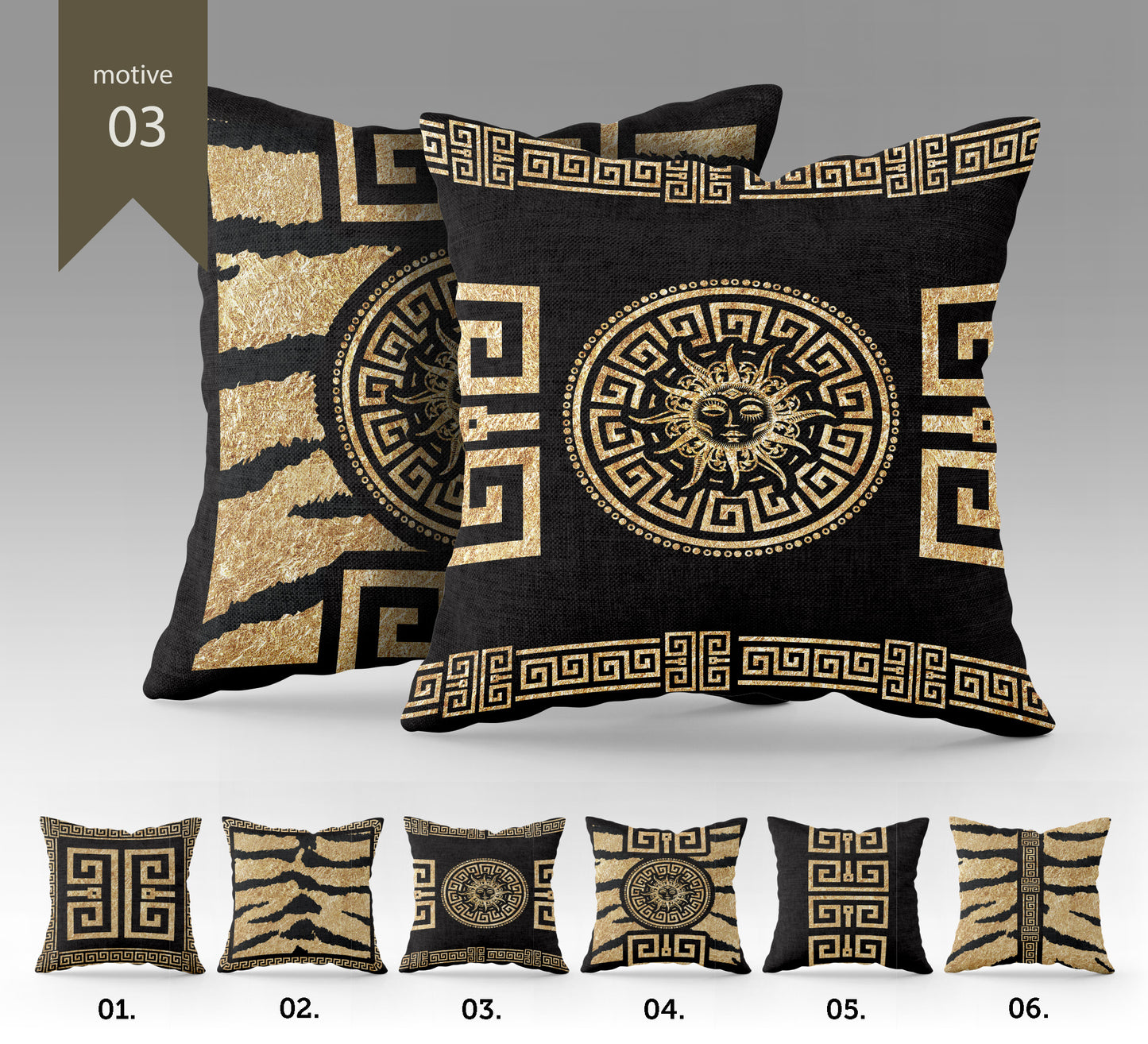Juego de fundas de cojín "Marbella" • Art Gift • fundas de almohada de diseño griego excéntrico exclusivo • diferentes tamaños