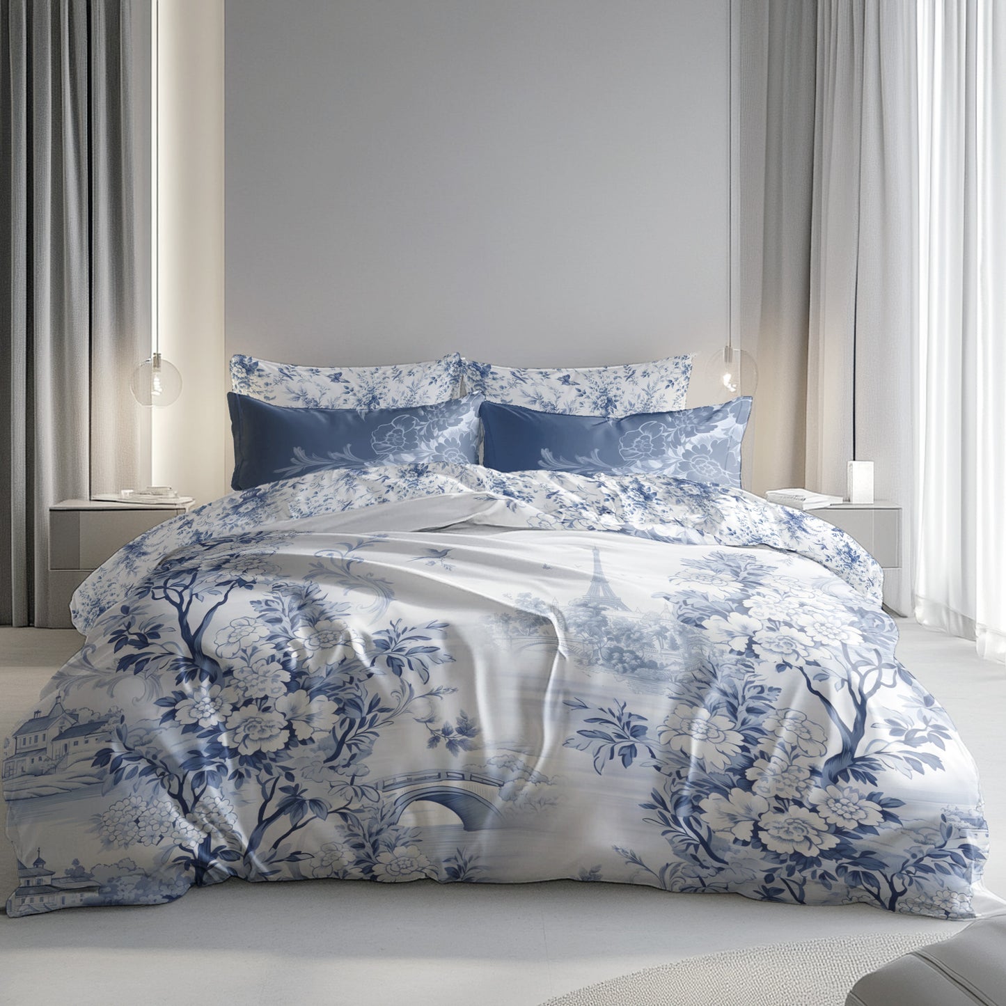 Elevate Your Bedroom: French Provence Inspired Bed Set, Personalized Design, 100% Cotton/Poly Blend, 3/4 Pieces • all sizes