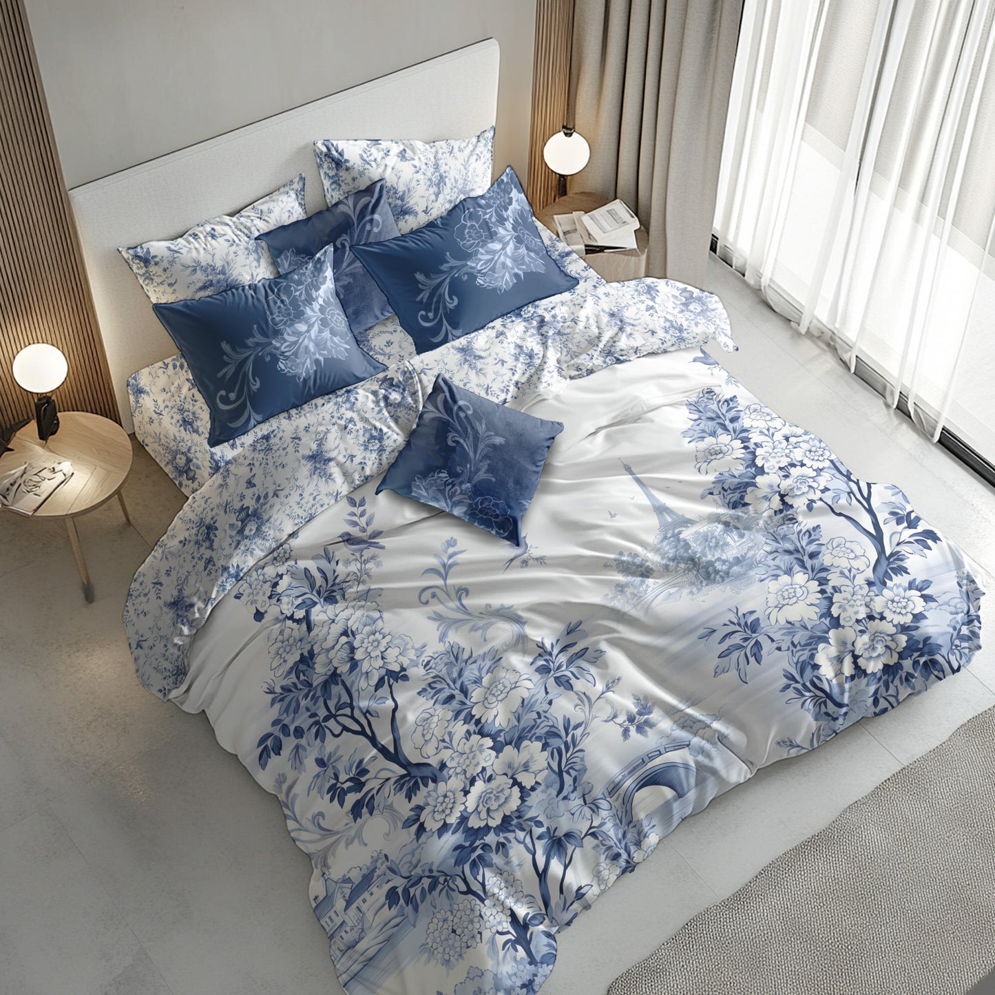 Elevate Your Bedroom: French Provence Inspired Bed Set, Personalized Design, 100% Cotton/Poly Blend, 3/4 Pieces • all sizes