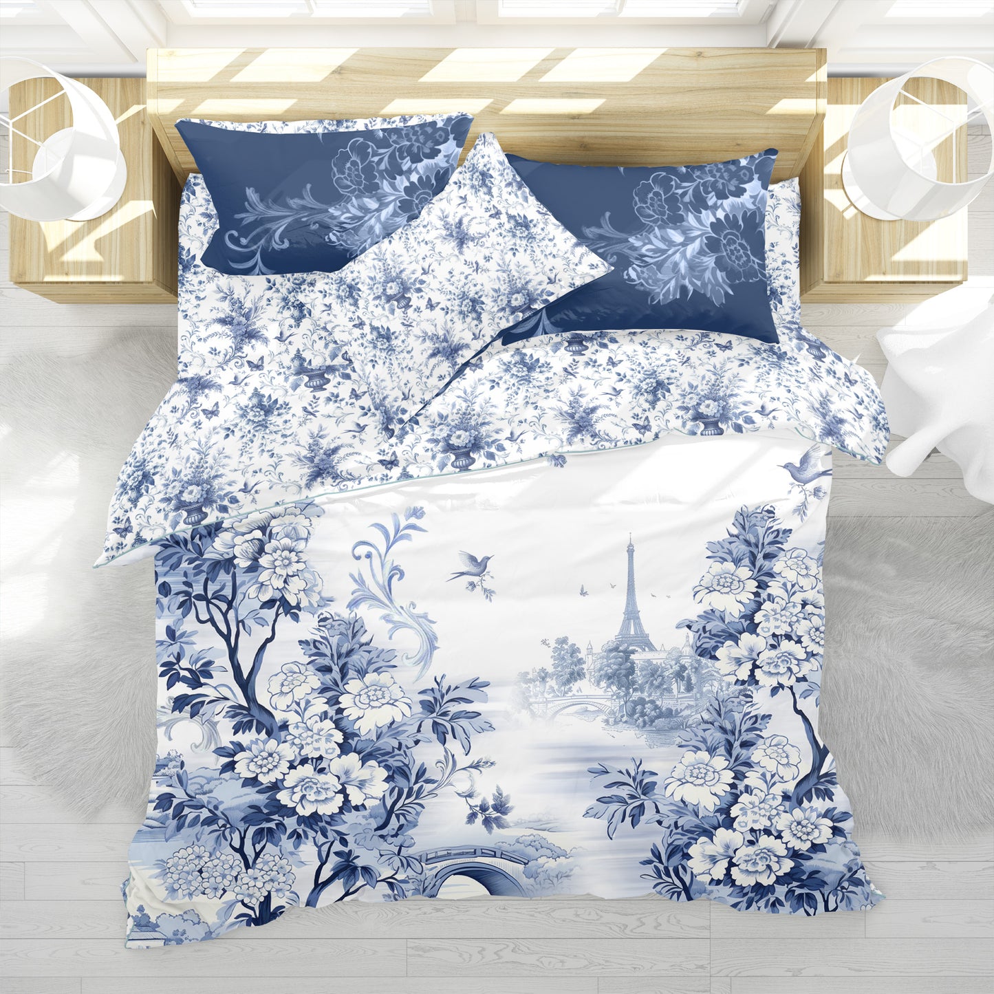 Elevate Your Bedroom: French Provence Inspired Bed Set, Personalized Design, 100% Cotton/Poly Blend, 3/4 Pieces • all sizes