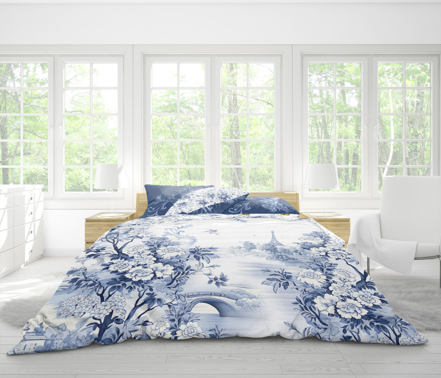 Elevate Your Bedroom: French Provence Inspired Bed Set, Personalized Design, 100% Cotton/Poly Blend, 3/4 Pieces • all sizes