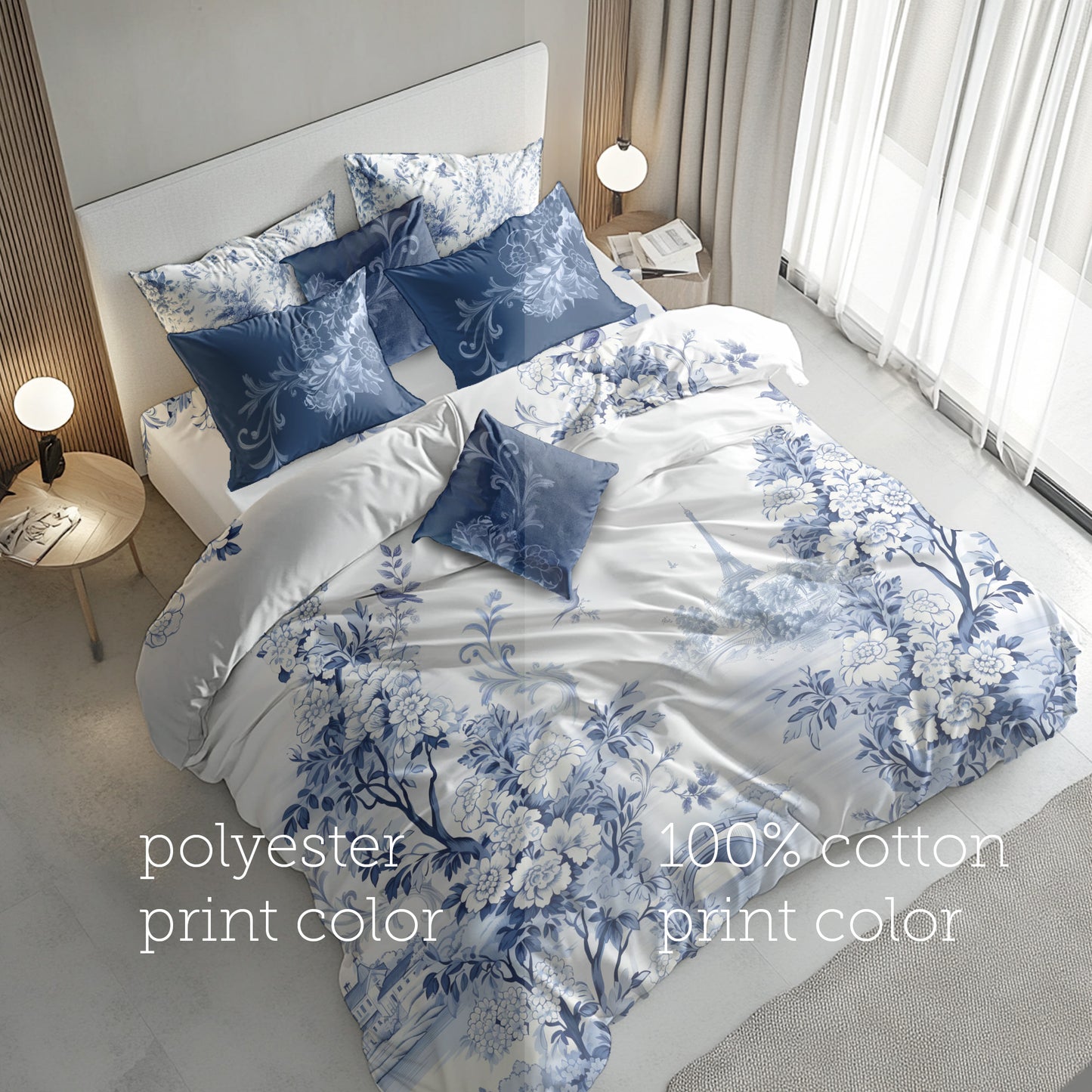 Elevate Your Bedroom: French Provence Inspired Bed Set, Personalized Design, 100% Cotton/Poly Blend, 3/4 Pieces • all sizes