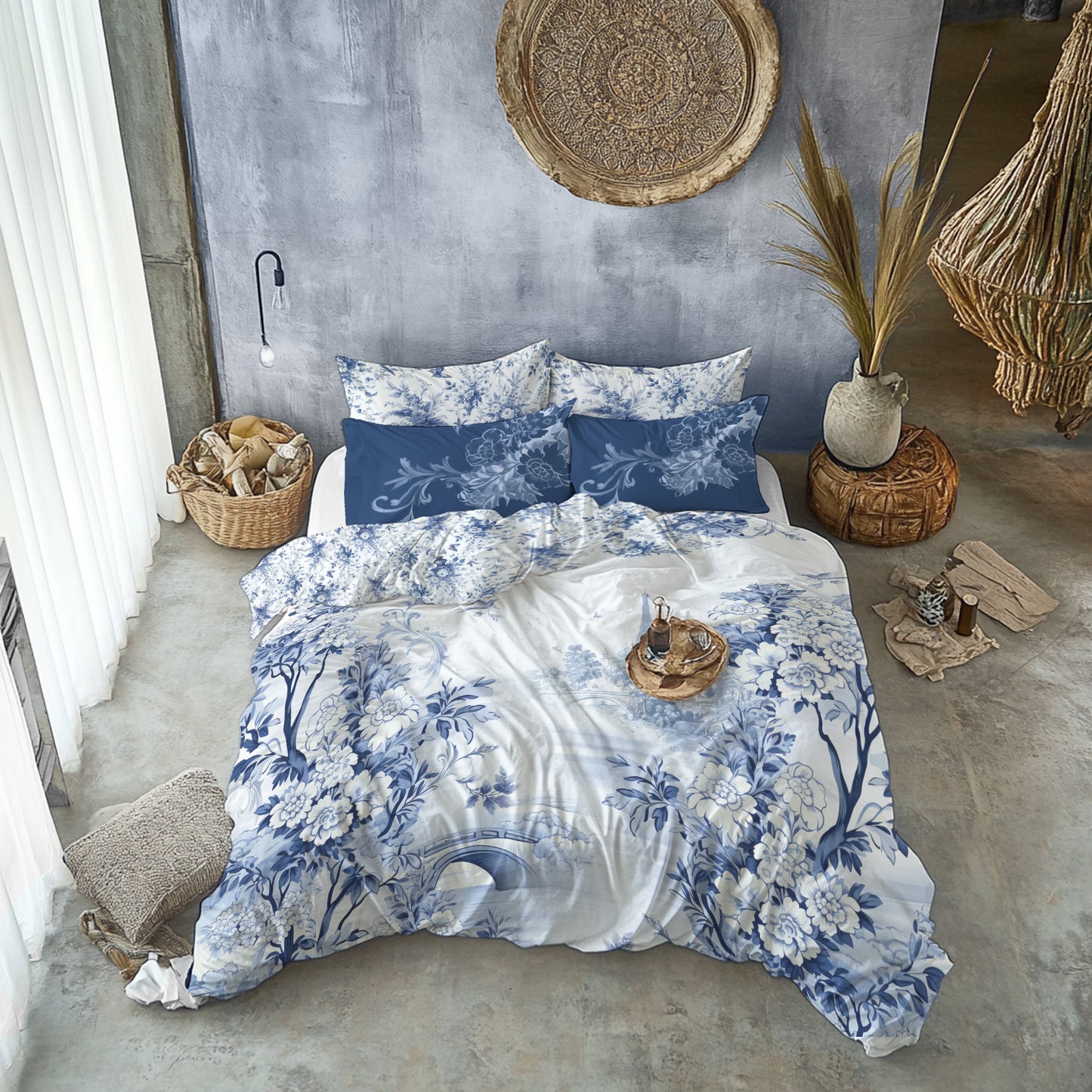 Elevate Your Bedroom: French Provence Inspired Bed Set, Personalized Design, 100% Cotton/Poly Blend, 3/4 Pieces • all sizes