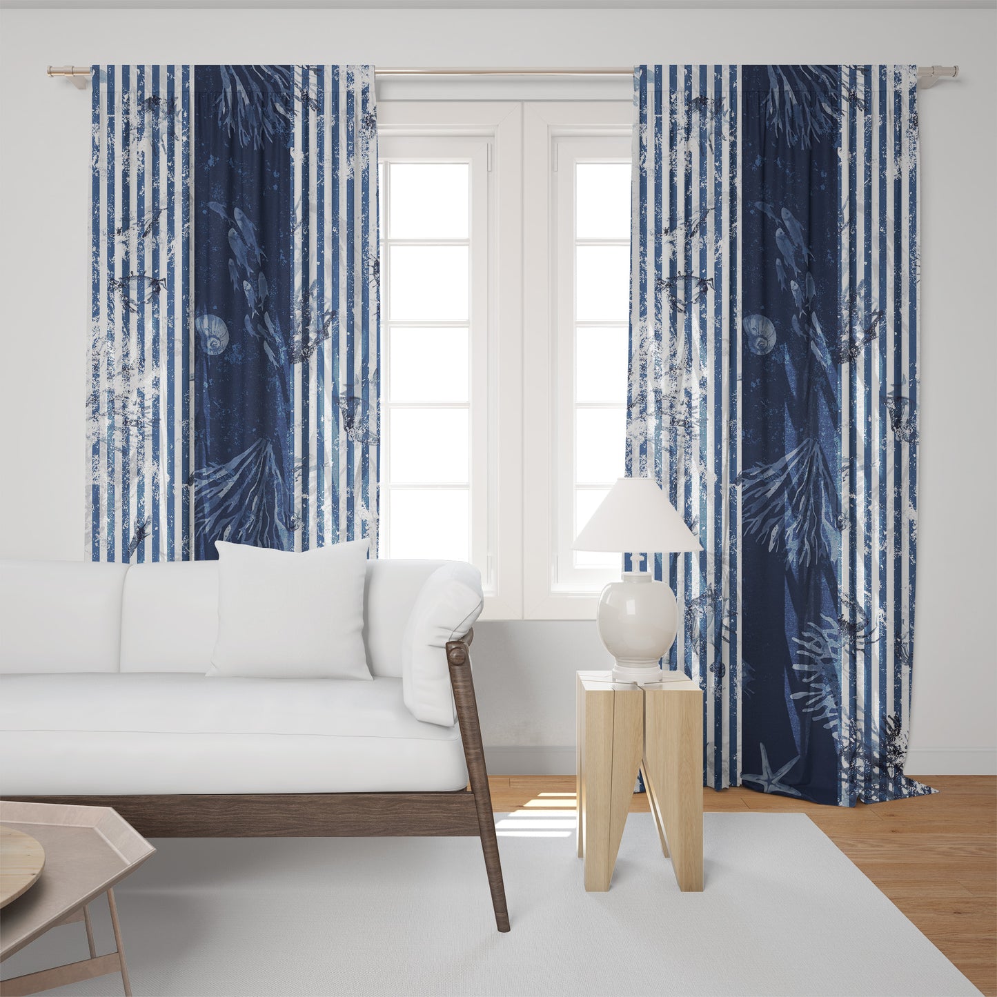 Cortinas SET 2 PIEZAS "Jili" • 20% | 50% | 80% de apagón • conjunto romántico de diseño marino