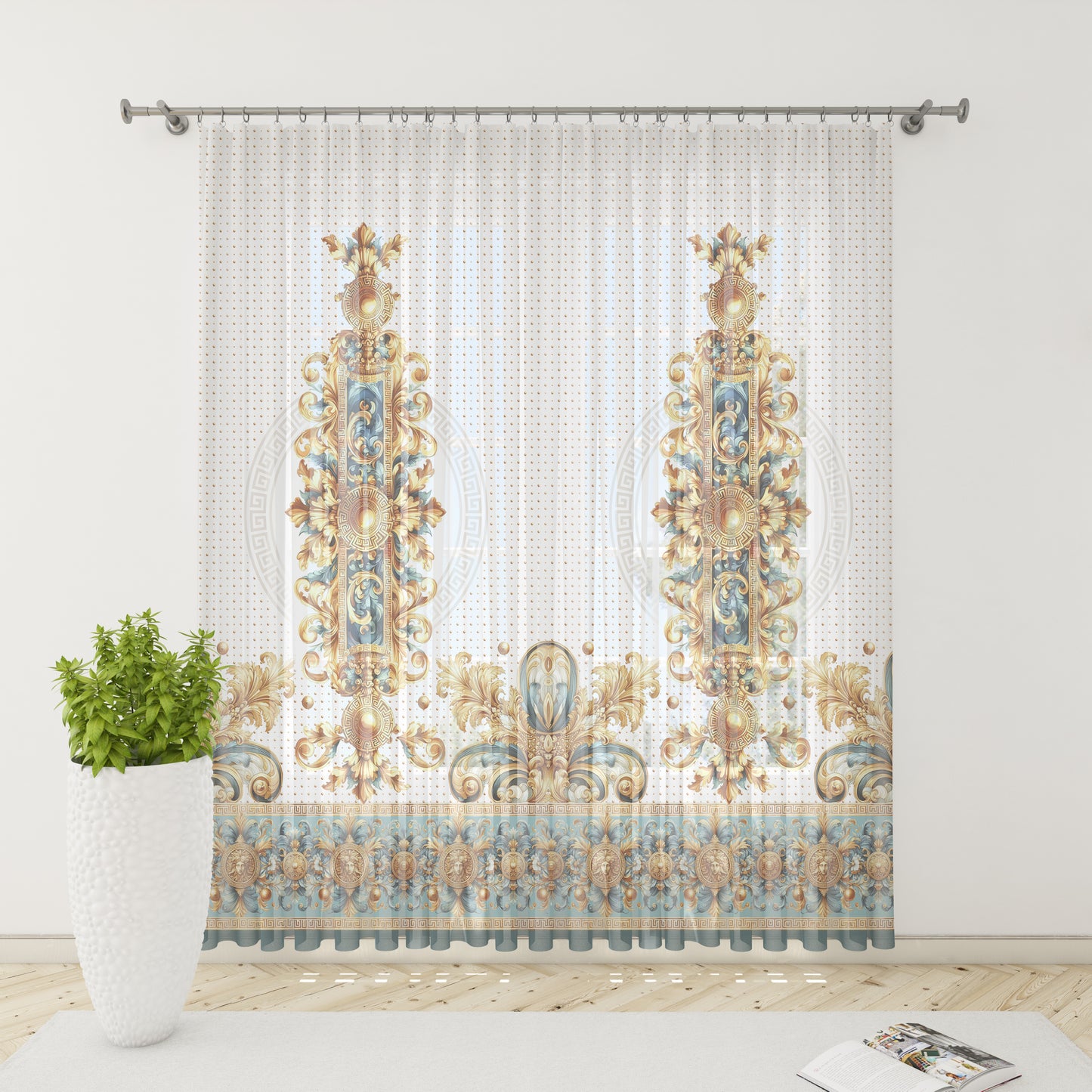 Cortinas SET 2 PIEZAS "Jili" • 20% | 50% | 80% de apagón • conjunto romántico de diseño marino