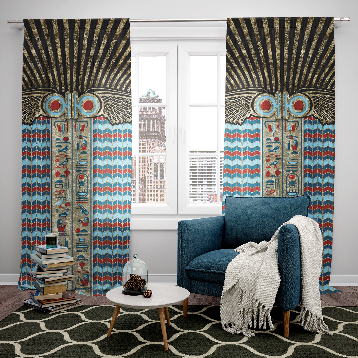Curtains 2 PCS SET "Tutankhamun" • 20% | 50% | 80% blackout • Egyptian luxury design set