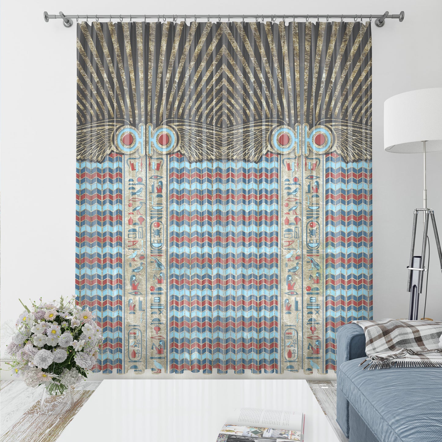 Curtains 2 PCS SET "Tutankhamun" • 20% | 50% | 80% blackout • Egyptian luxury design set