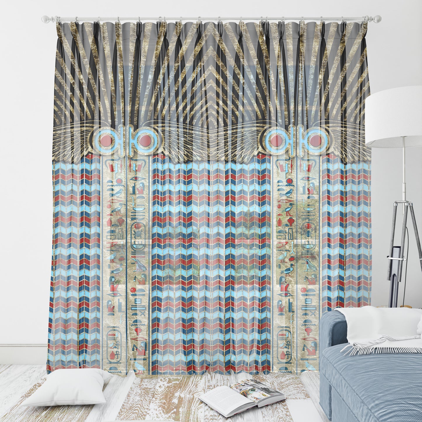 Curtains 2 PCS SET "Tutankhamun" • 20% | 50% | 80% blackout • Egyptian luxury design set