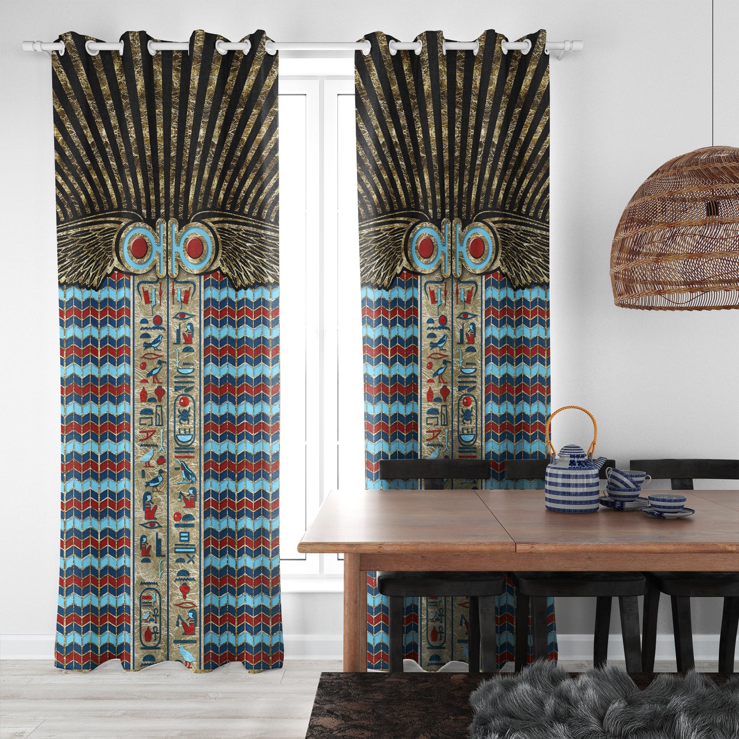 Curtains 2 PCS SET "Tutankhamun" • 20% | 50% | 80% blackout • Egyptian luxury design set