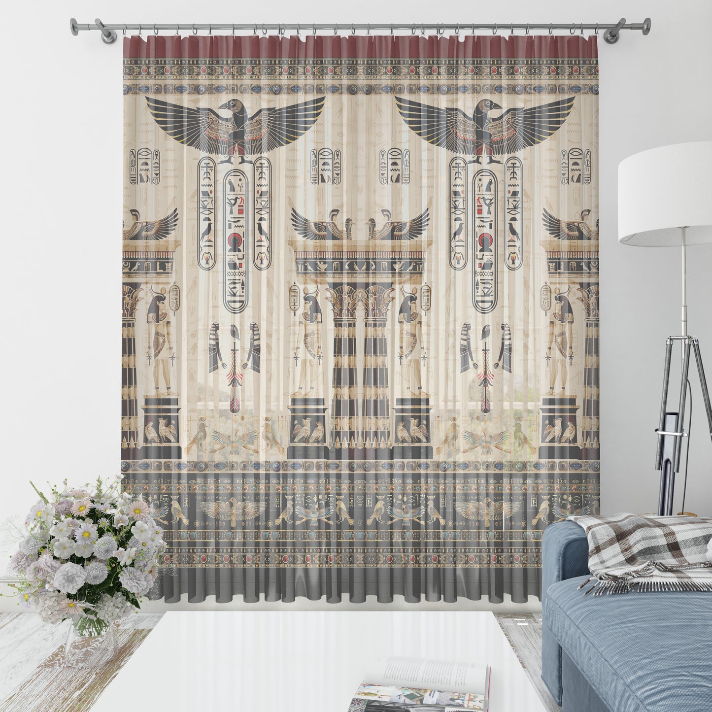 Cortinas SET 2 PIEZAS "Jili" • 20% | 50% | 80% de apagón • conjunto romántico de diseño marino