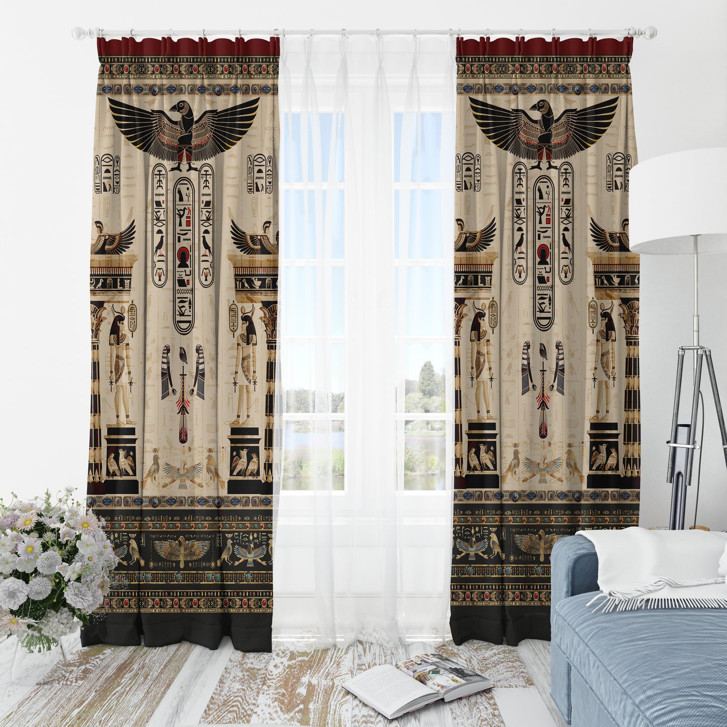 Cortinas SET 2 PIEZAS "Jili" • 20% | 50% | 80% de apagón • conjunto romántico de diseño marino
