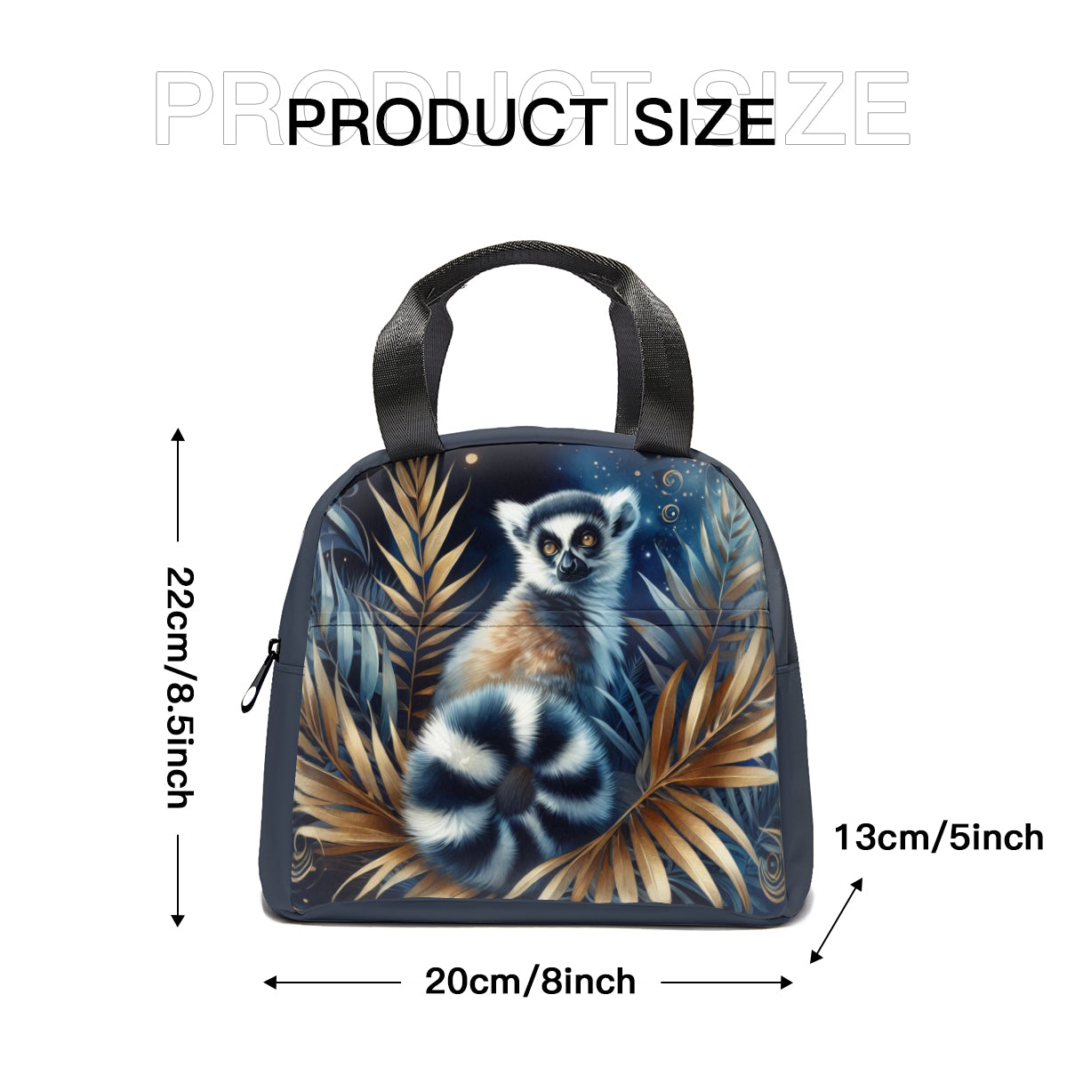 Tropical oil art lemur jungle design canvas insulated tote bag