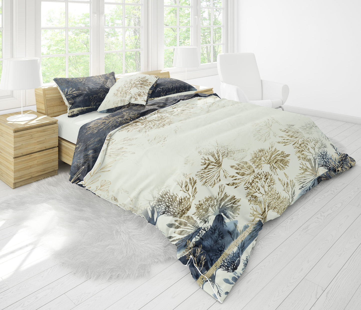 Diseño único • Juego de Cama • mar • corral • Personalizado • Algodón • pez • concha