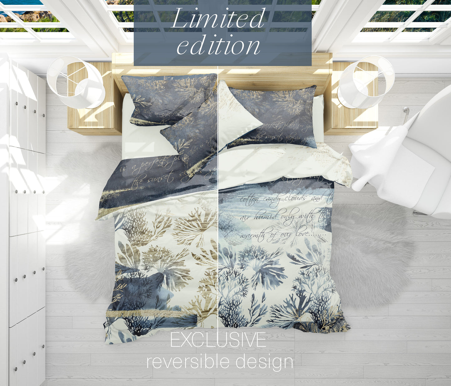Diseño único • Juego de Cama • mar • corral • Personalizado • Algodón • pez • concha