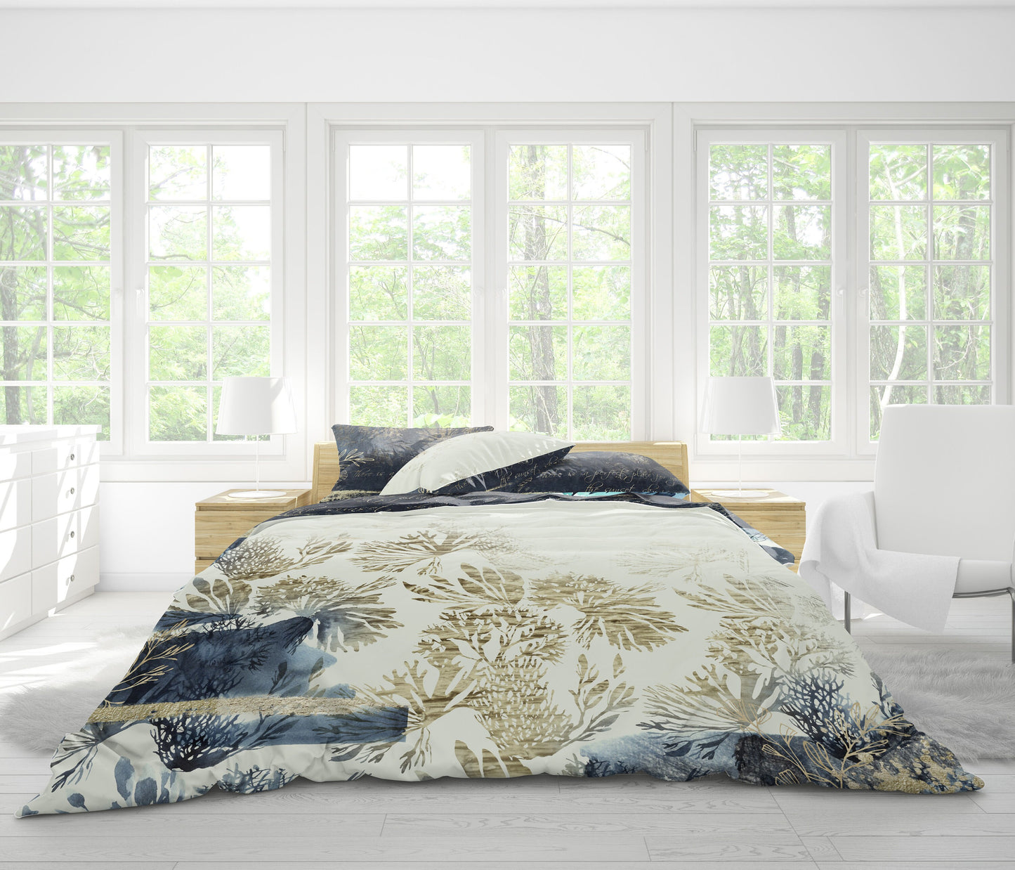 Diseño único • Juego de Cama • mar • corral • Personalizado • Algodón • pez • concha