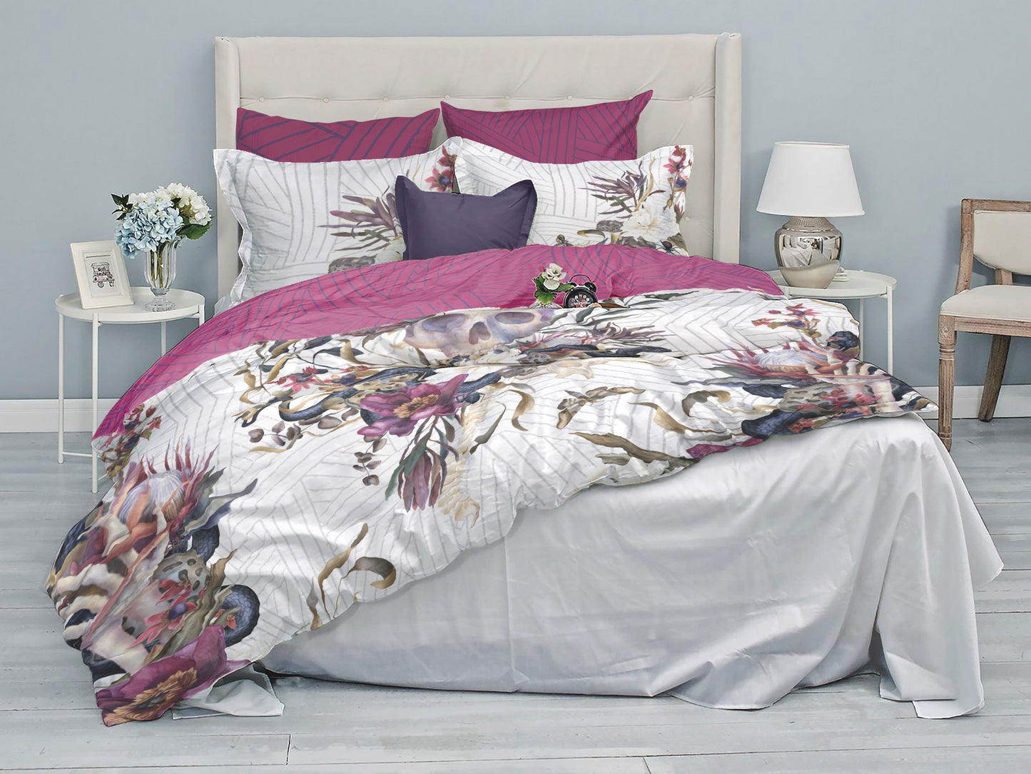 Juego de cama de diseño gótico romántico • Diseño REVERSIBLE • Funda nórdica personalizada • Juego de funda nórdica y fundas de almohada • Doble Full Queen King
