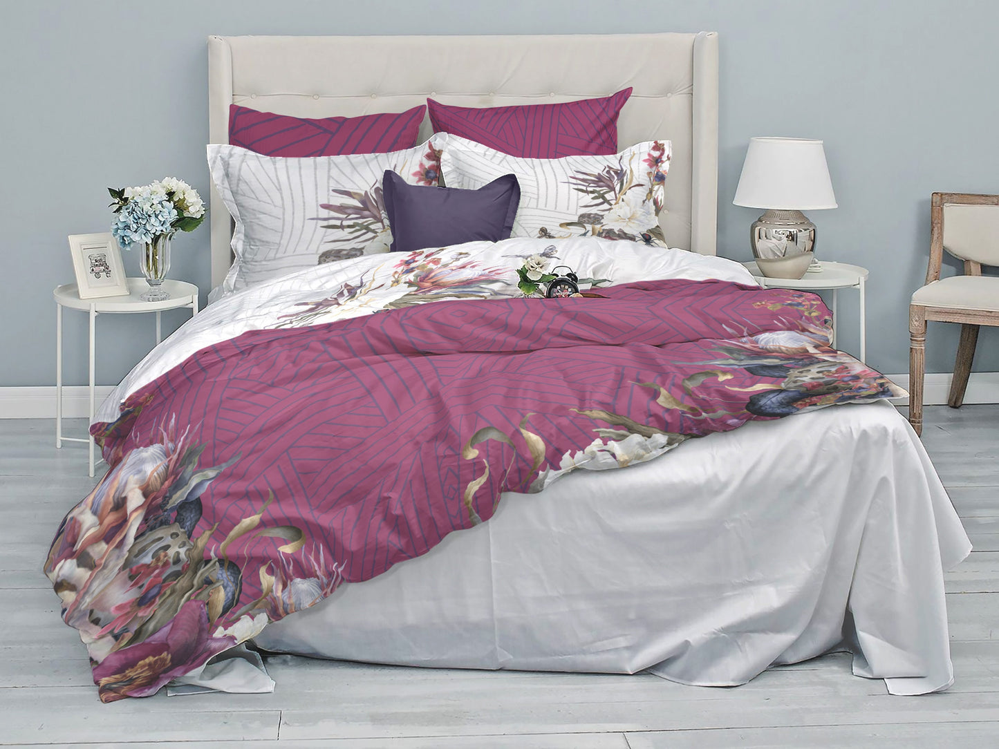 Juego de cama de diseño gótico romántico • Diseño REVERSIBLE • Funda nórdica personalizada • Juego de funda nórdica y fundas de almohada • Doble Full Queen King