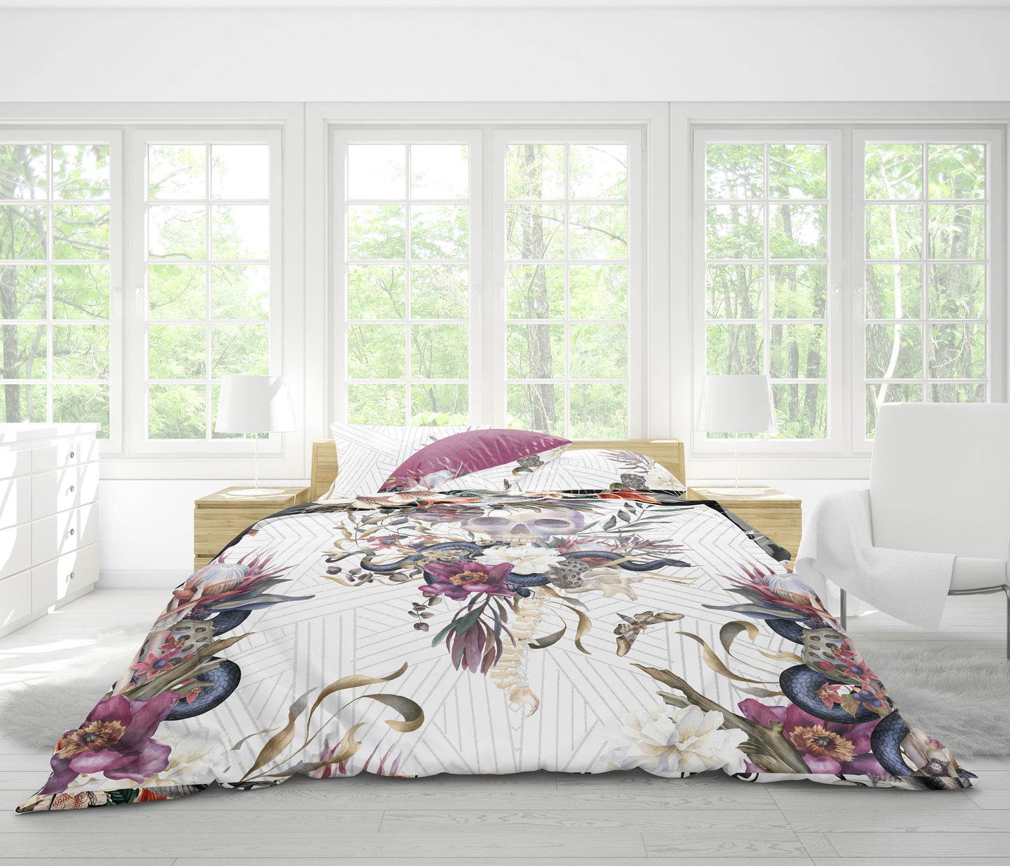 Juego de cama de diseño gótico romántico • Diseño REVERSIBLE • Funda nórdica personalizada • Juego de funda nórdica y fundas de almohada • Doble Full Queen King