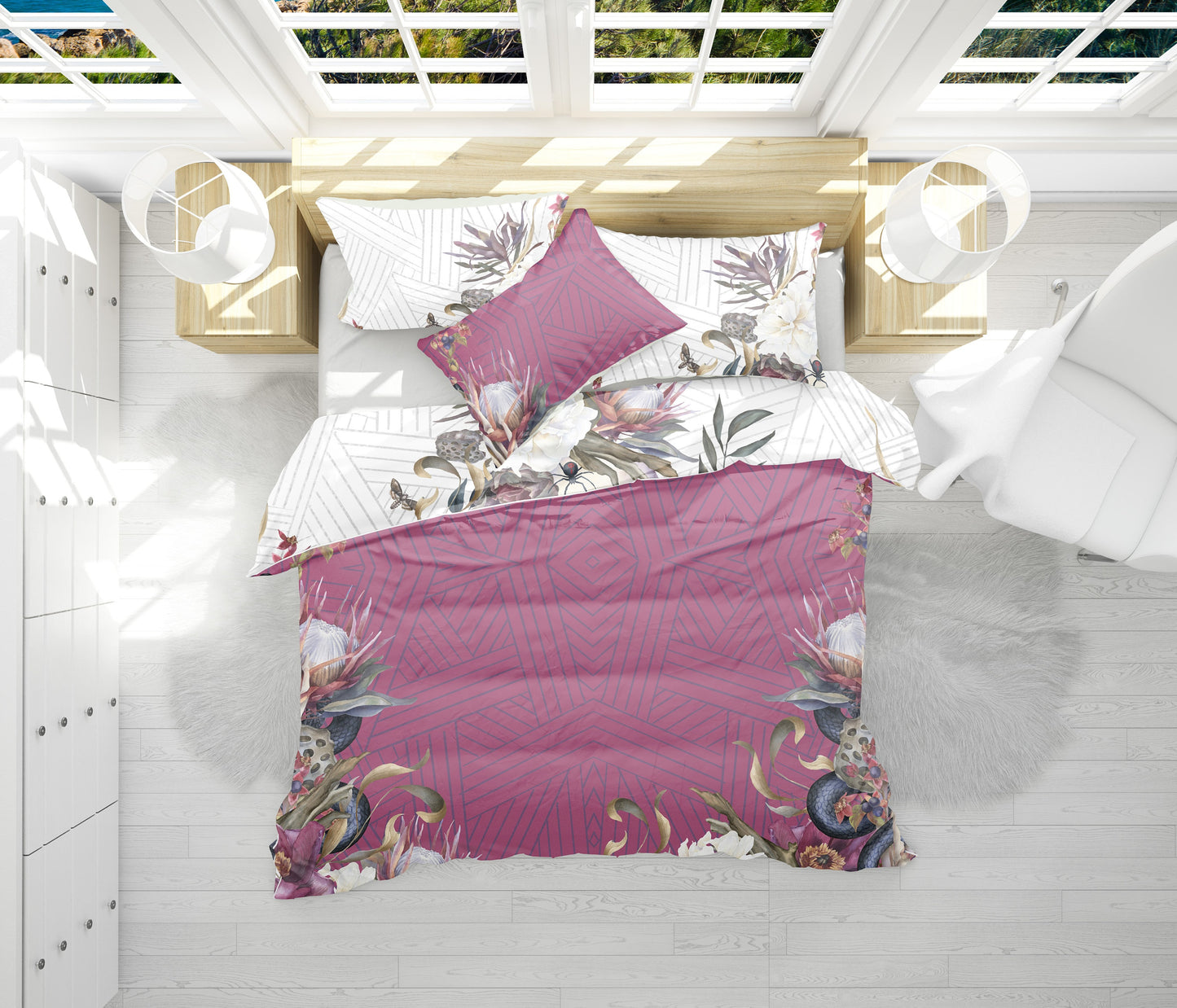 Juego de cama de diseño gótico romántico • Diseño REVERSIBLE • Funda nórdica personalizada • Juego de funda nórdica y fundas de almohada • Doble Full Queen King