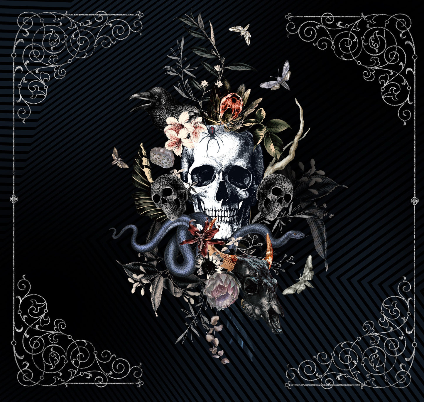 Juego de cama de 3 pzs con diseño gótico de calavera • Ropa de cama personalizada • Diseño impreso a 2 caras • Juego de funda nórdica con fundas de almohada • Full Queen King