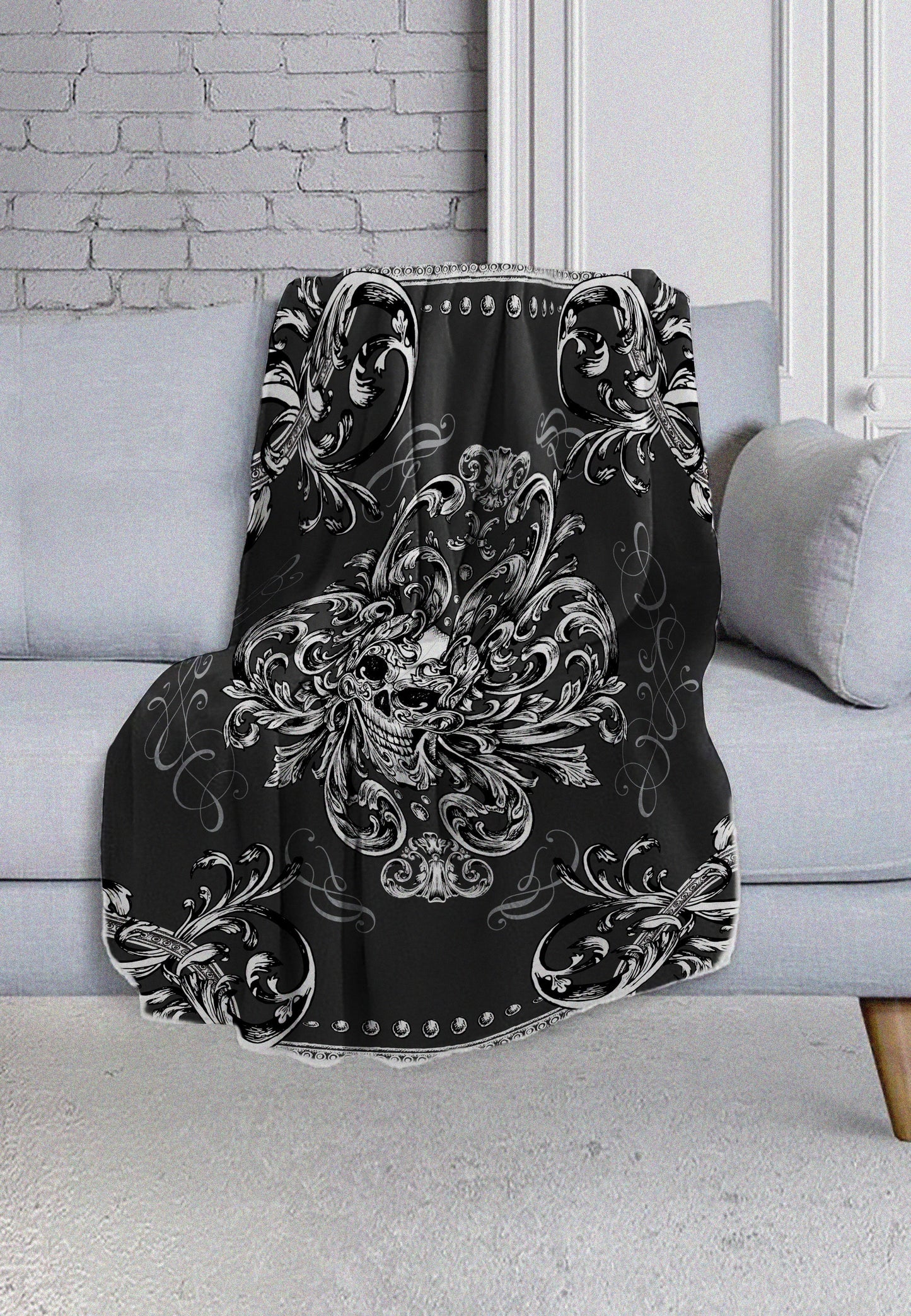 Diseño único • Manta de franela con calavera gótica romántica • Ropa de cama • Colcha • Mantas • Niños • Niños • Niñas • Suave • Habitación • Decoración • Regalo