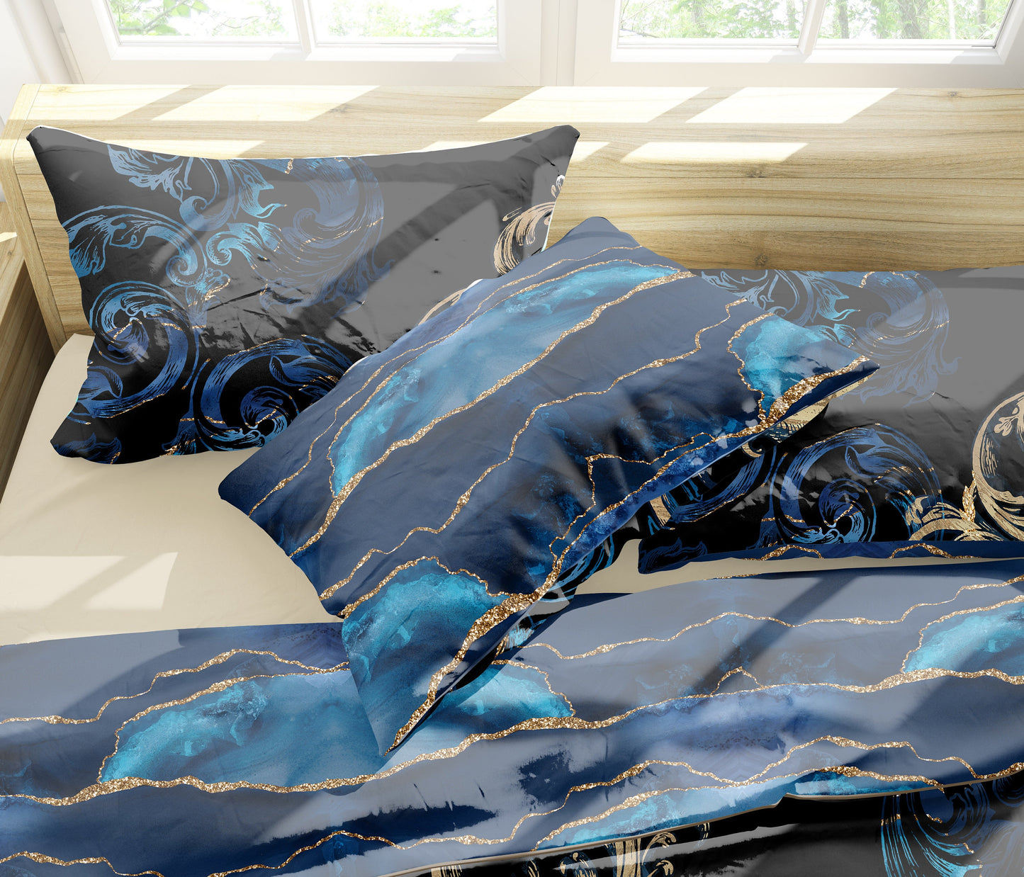 Juego de ropa de cama con diseño gótico de calavera • Ropa de cama personalizada • Diseño reversible • Juego de funda nórdica con fundas de almohada • Doble Full Queen King