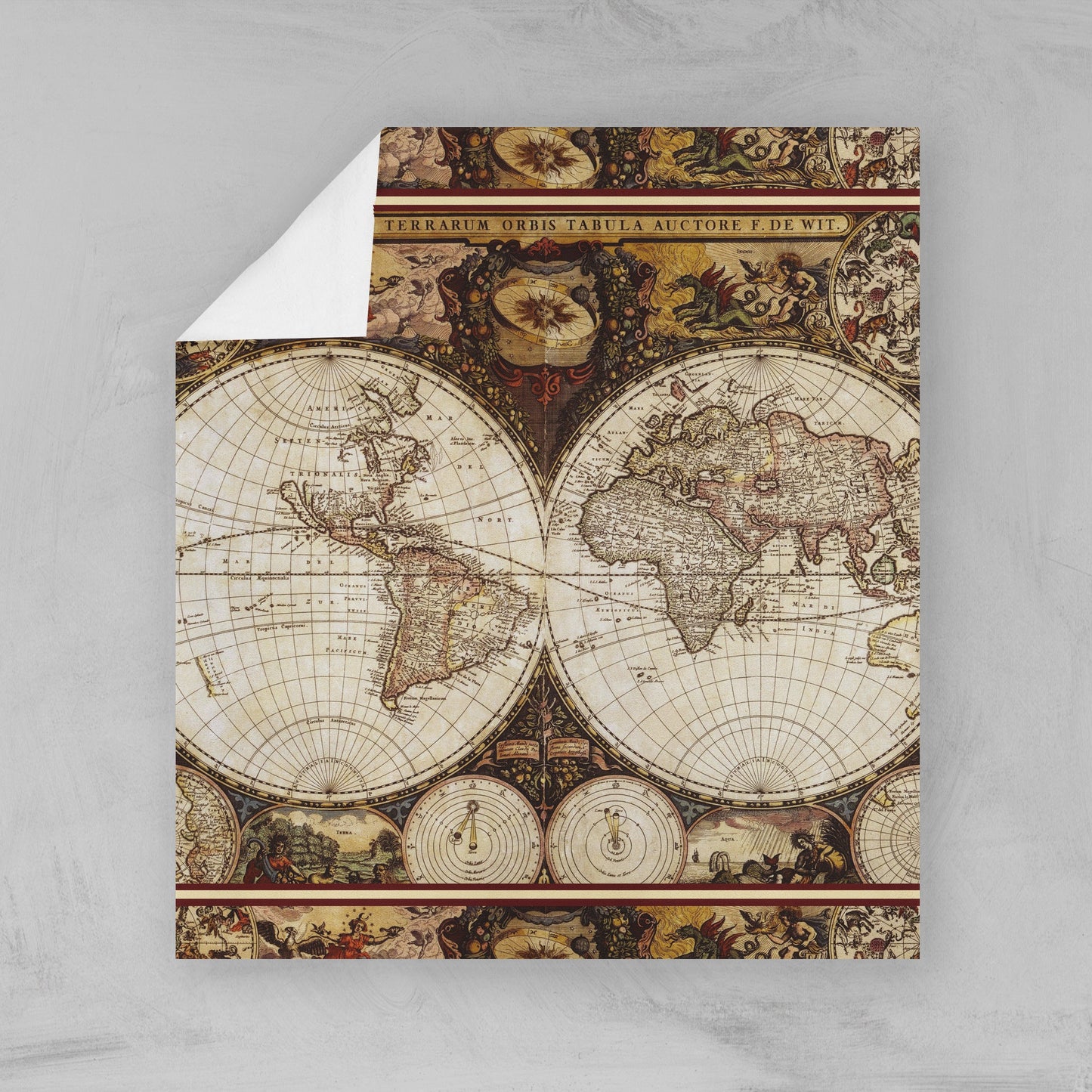 Diseño de mapa vintage antiguo personalizado Funda nórdica Juego de cama • Diseño reversible • Algodón • microfibra • Tallas UE, EE. UU., queen, king