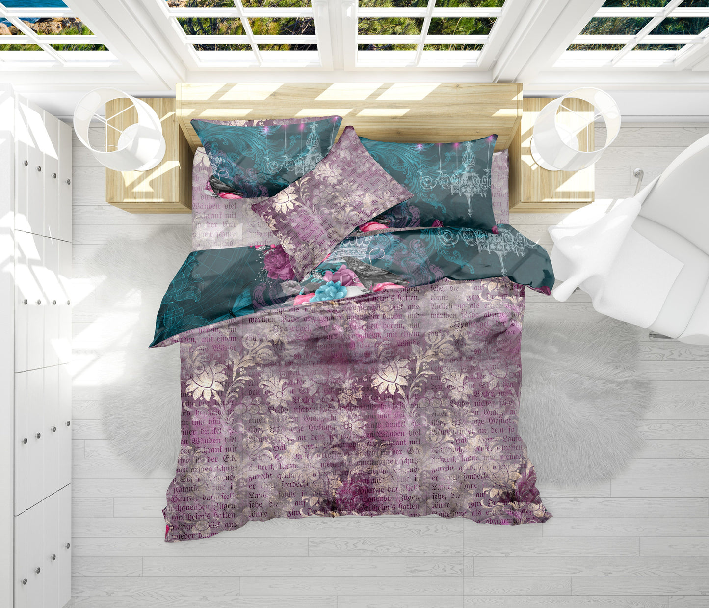The Skull Gothic original baroque style reversible design Bedding set • EU, USA Queen, King size • 100% cotton