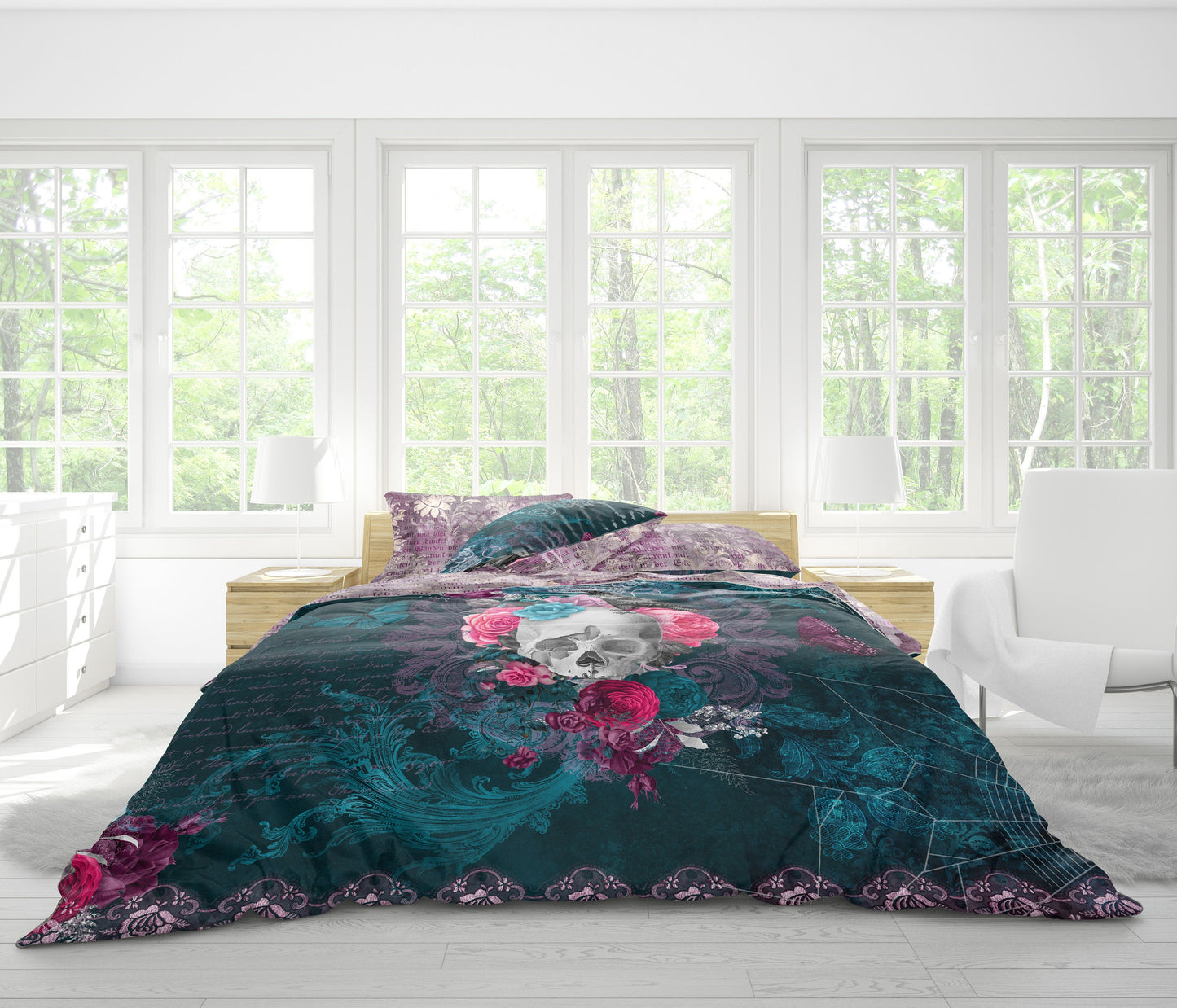 The Skull Gothic original baroque style reversible design Bedding set • EU, USA Queen, King size • 100% cotton