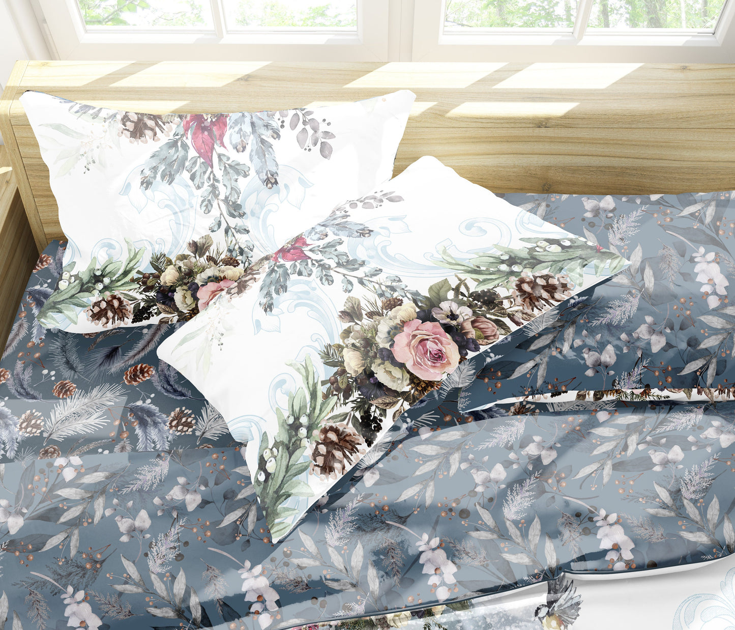Día mágico de Navidad con ciervos Regalo de diseño reversible personalizado Juego de ropa de cama • Algodón • microfibra • AU, UE, EE. UU., reina, rey