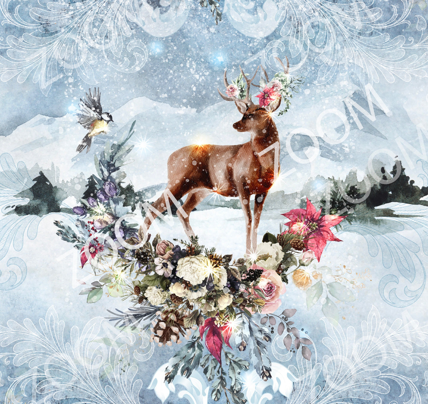 Magic Christmas design with deer Personalised Thin quilt • bedspread • blanket for your bedroom decoration