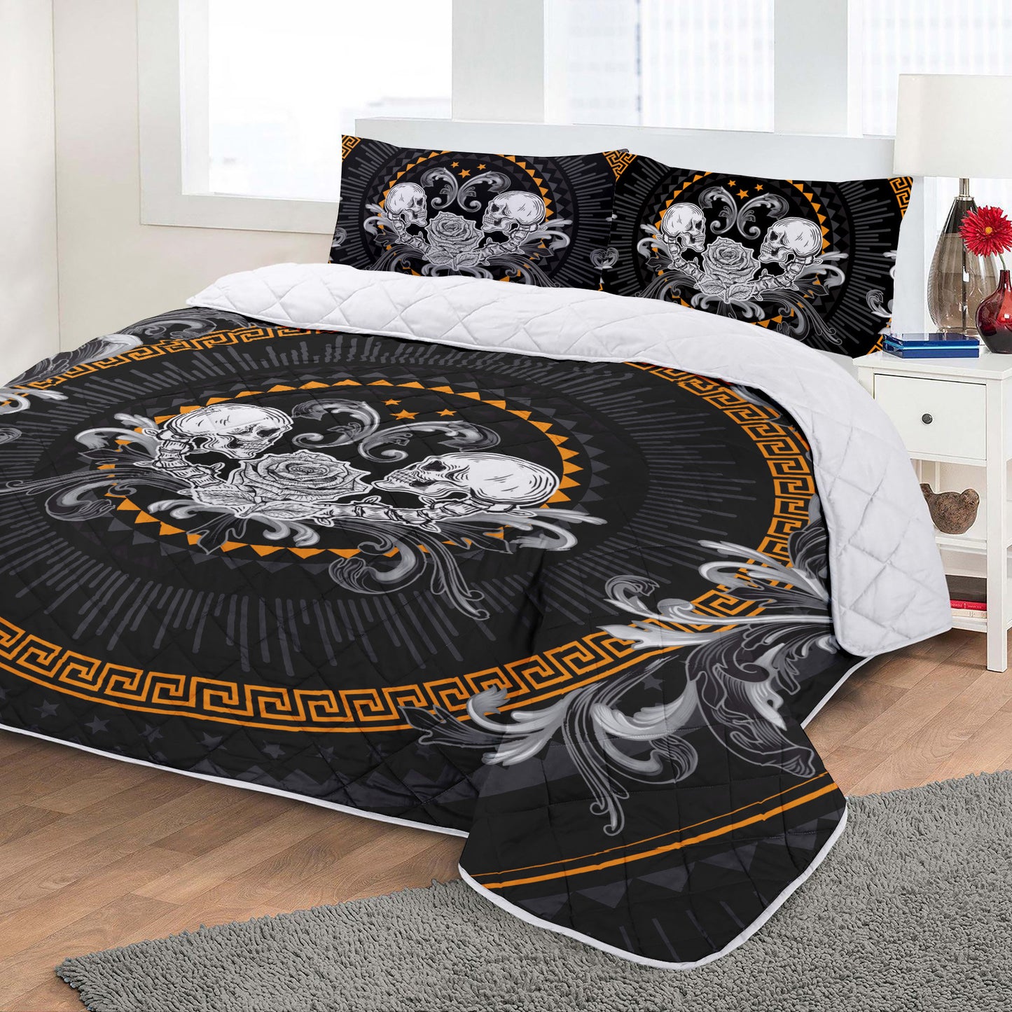 Baroque Skull Tiger Gothic Eccentric Personalised designs Blanket Bedspread Thin quilt • bedspread • blanket for your bedroom decoration
