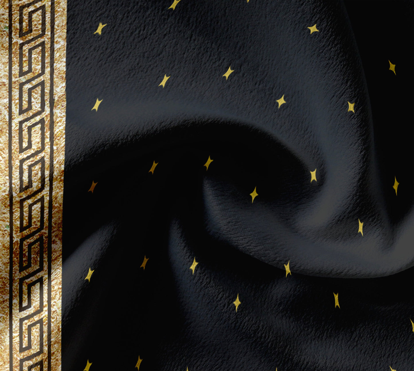 "Romero" Curtains 2 PCS SET black-gold baroque or greek style romantic design • room curtains • blackout • home decor