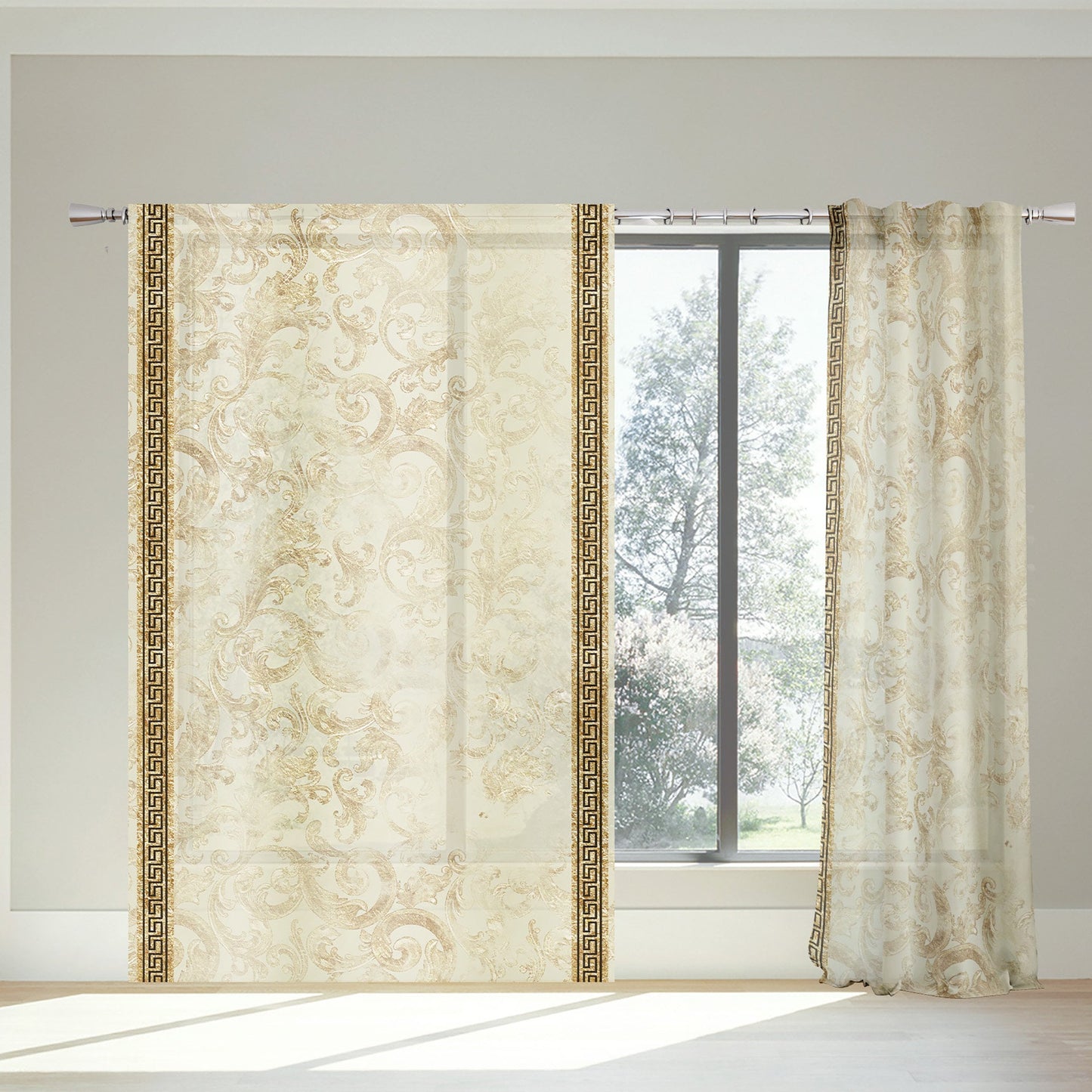 "Romero" Curtains 2 PCS SET white gold baroque or greek style romantic design • room curtains • blackout • home decor