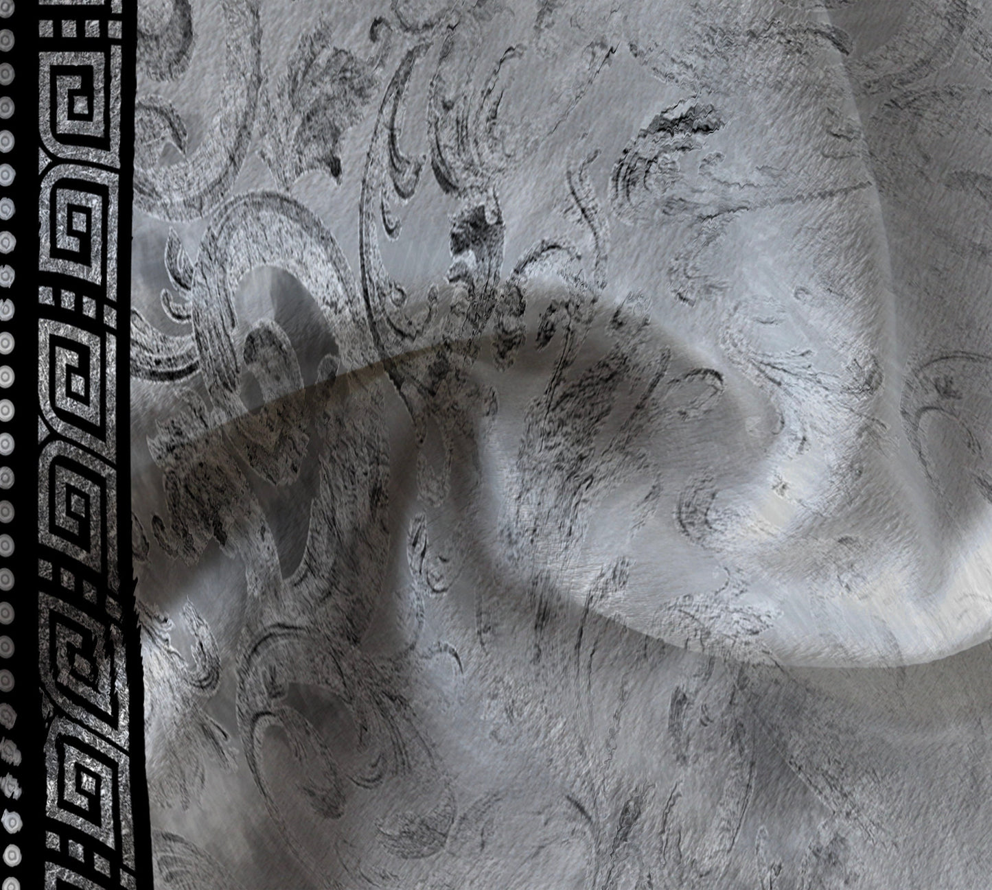 Curtains 2 PCS SET gey-silver baroque or greek style romantic design • room curtains • home decor