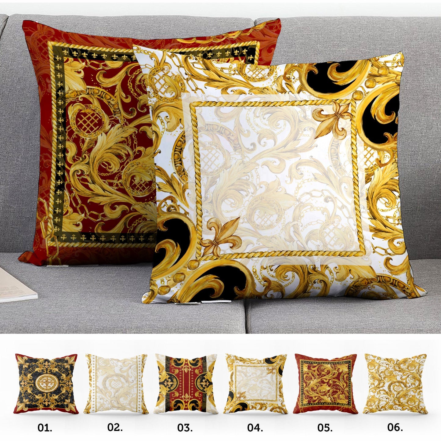 "Sofia" cushion covers set • Art Gift • exclusive baroque retro design pillow covers • different sizes