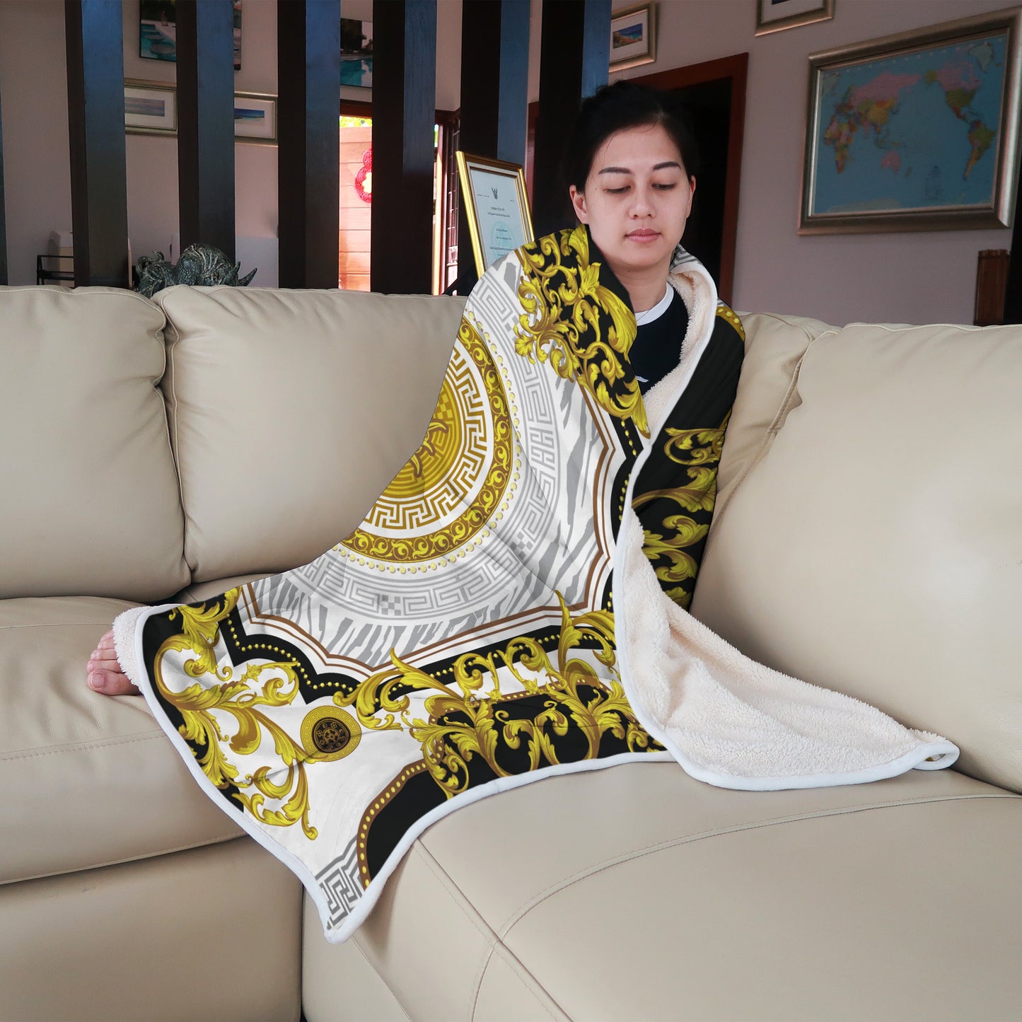 Customized exclusive baroque retro design Blanket Sofa • Quilt • Bedspread
