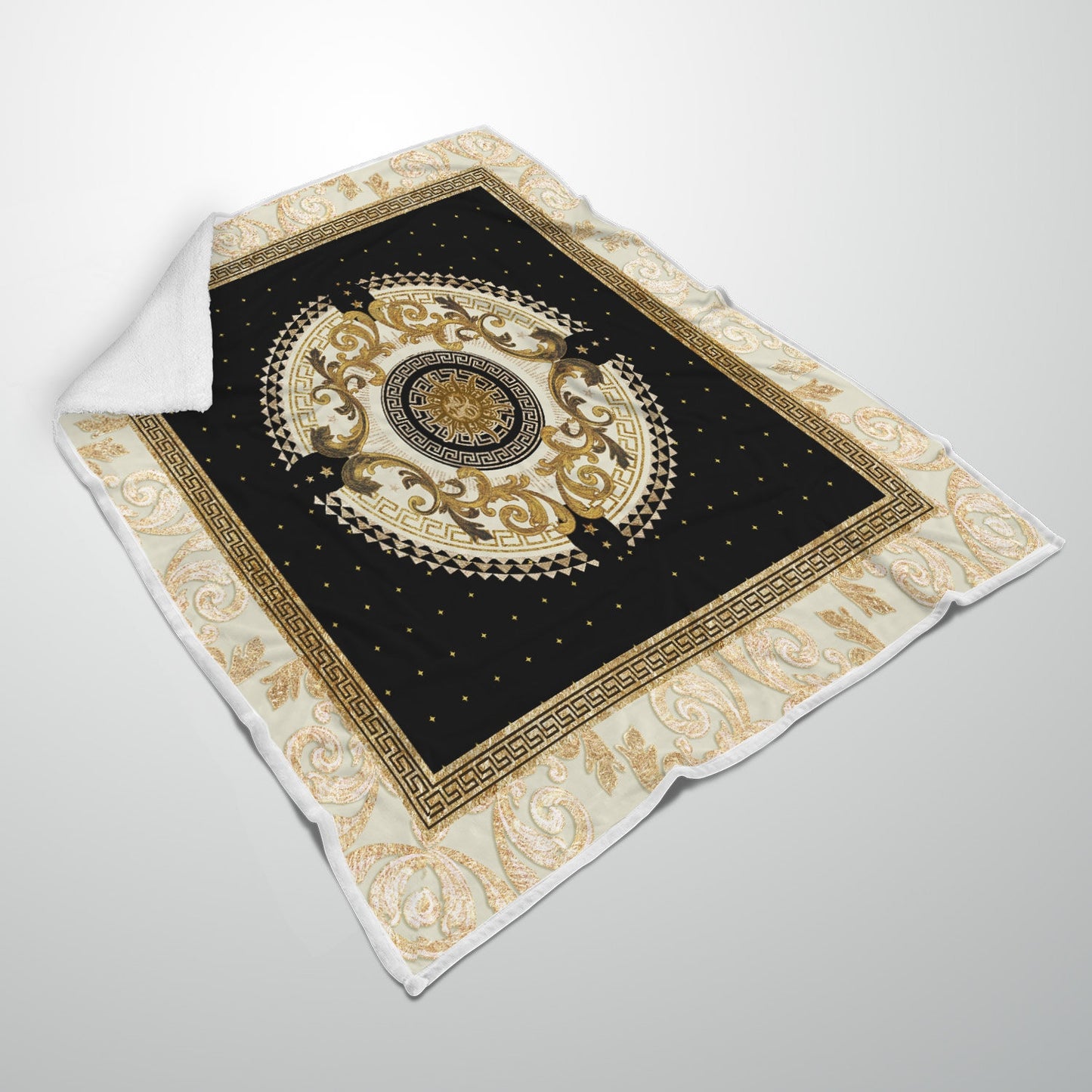 "Romero" Customized Blanket • exclusive retro baroque black-gold design for sofa • Quilt • Bedspread