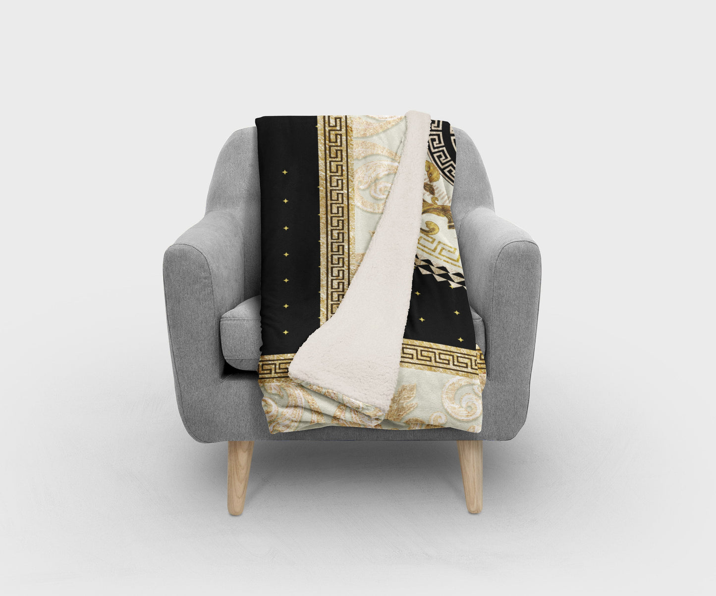 "Romero" Customized Blanket • exclusive retro baroque black-gold design for sofa • Quilt • Bedspread