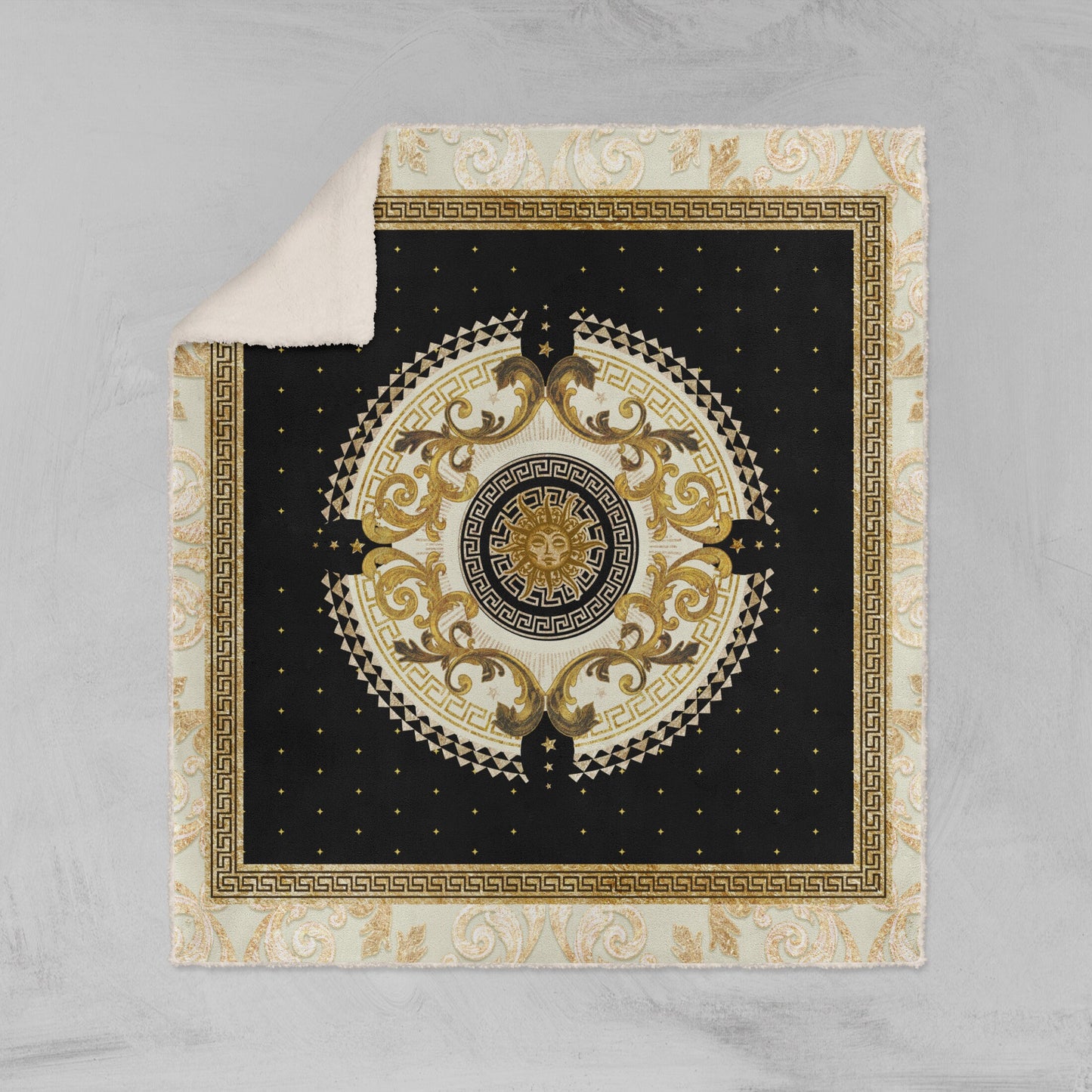 "Romero" Customized Blanket • exclusive retro baroque black-gold design for sofa • Quilt • Bedspread